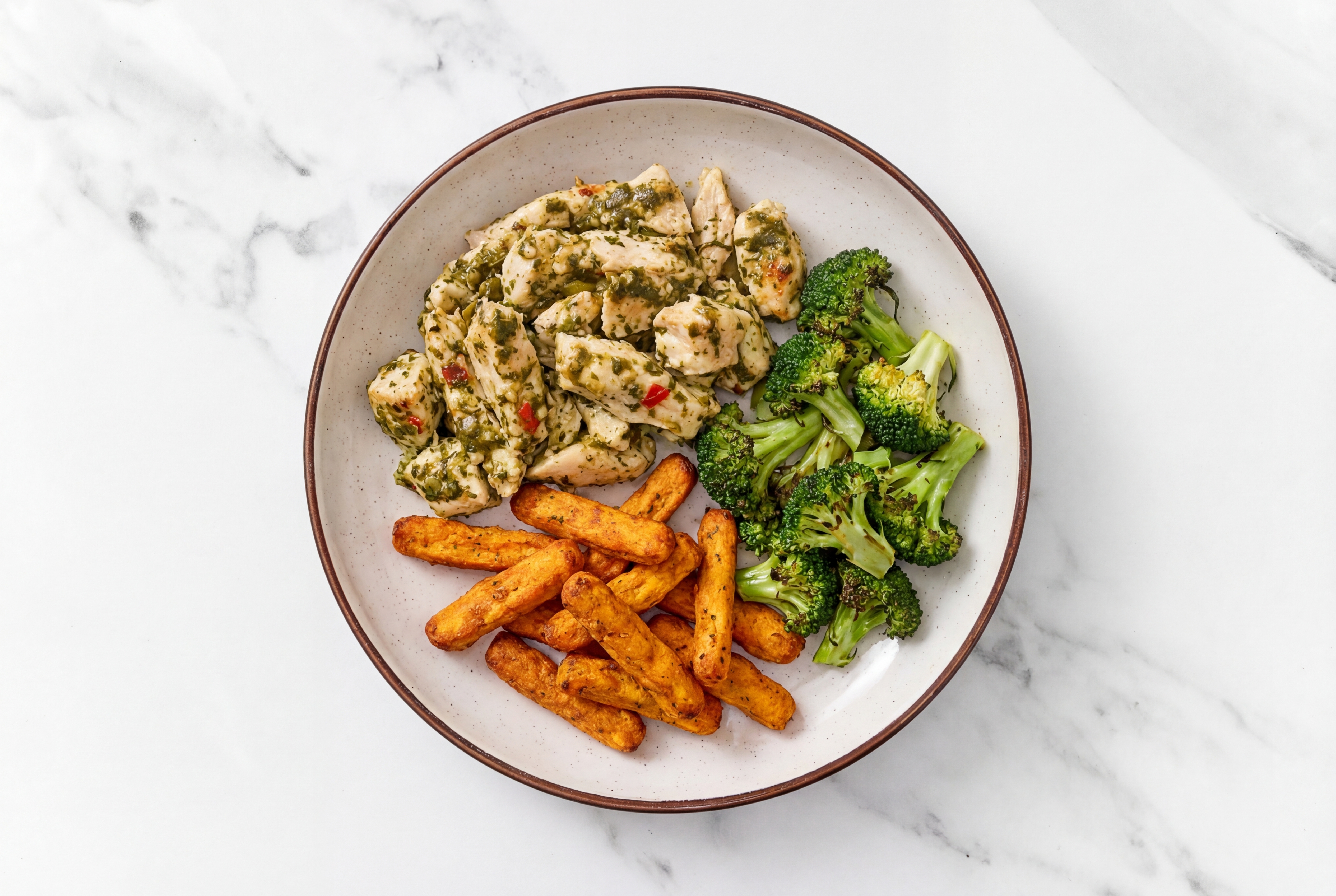 Cilantro Chicken with Broccoli Bunches + Fries