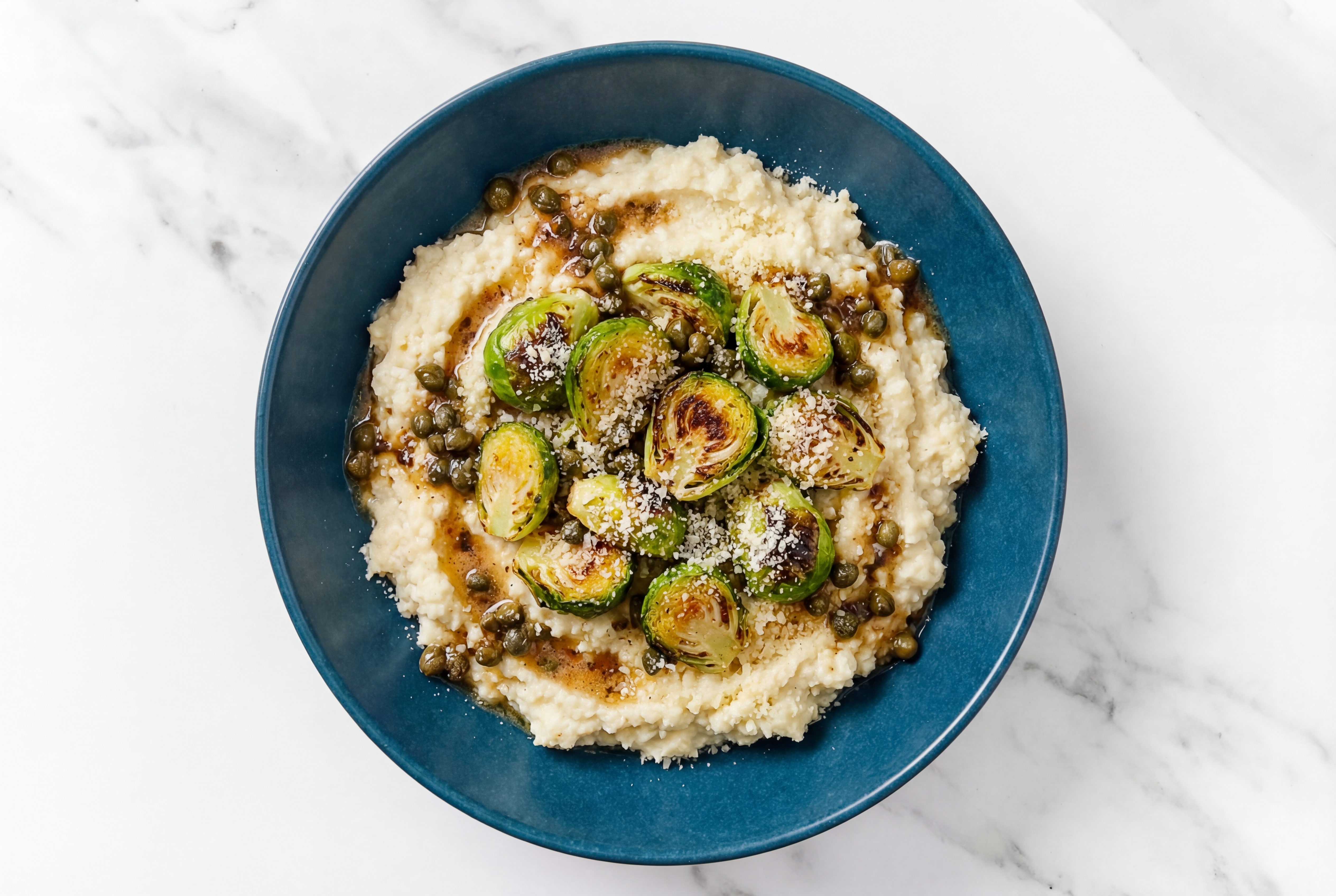 Herby Brown Salted Butter Whole Brussels Sprouts + Cauliflower Mash
