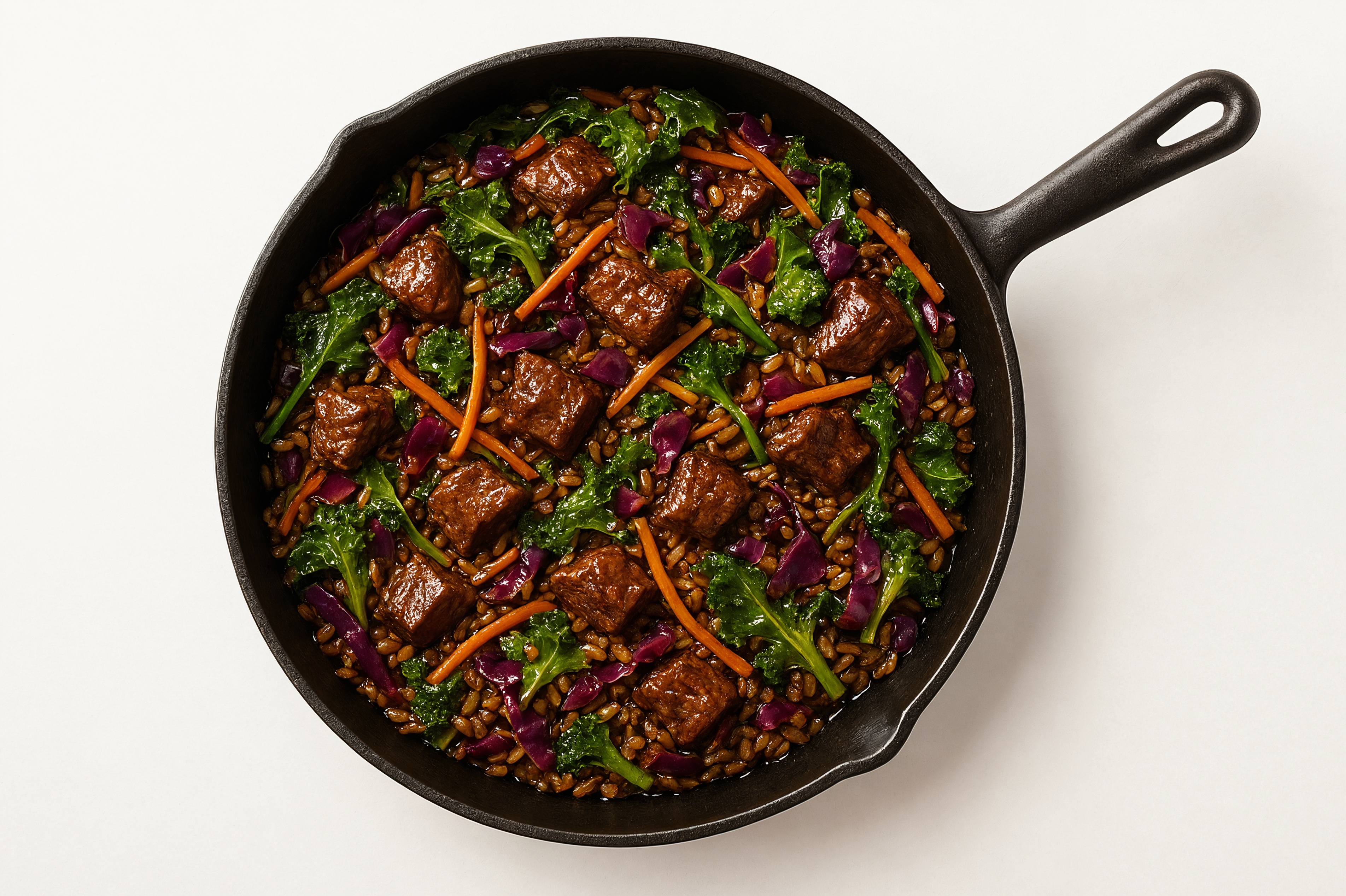 Teriyaki Rainbow Veggie + Bison Stir-Fry with Brown Rice