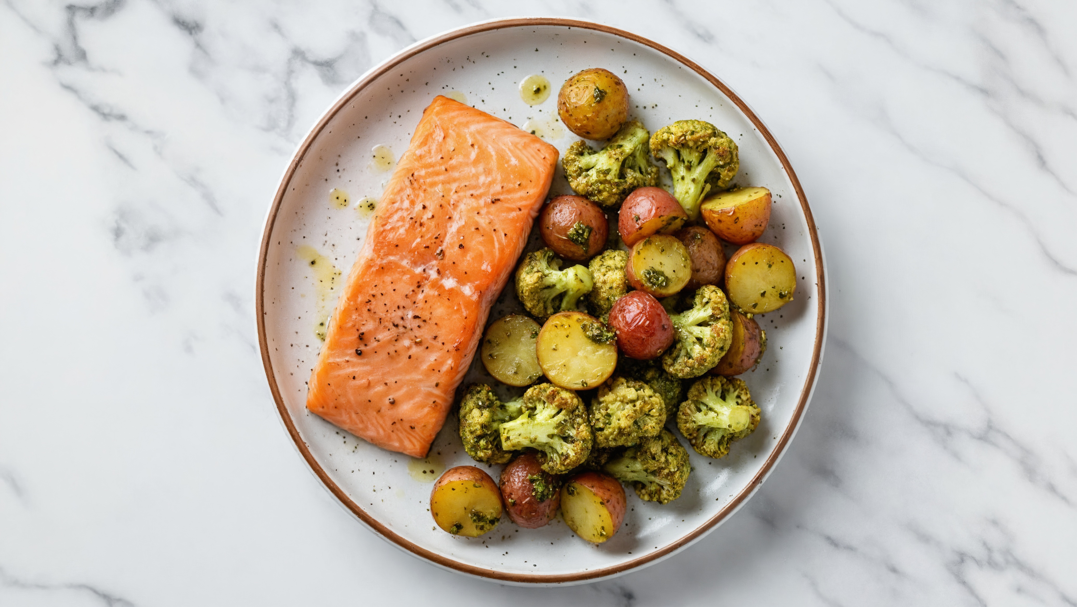 Sheet Pan Pesto-Salmon with Potatoes & Cauliflower