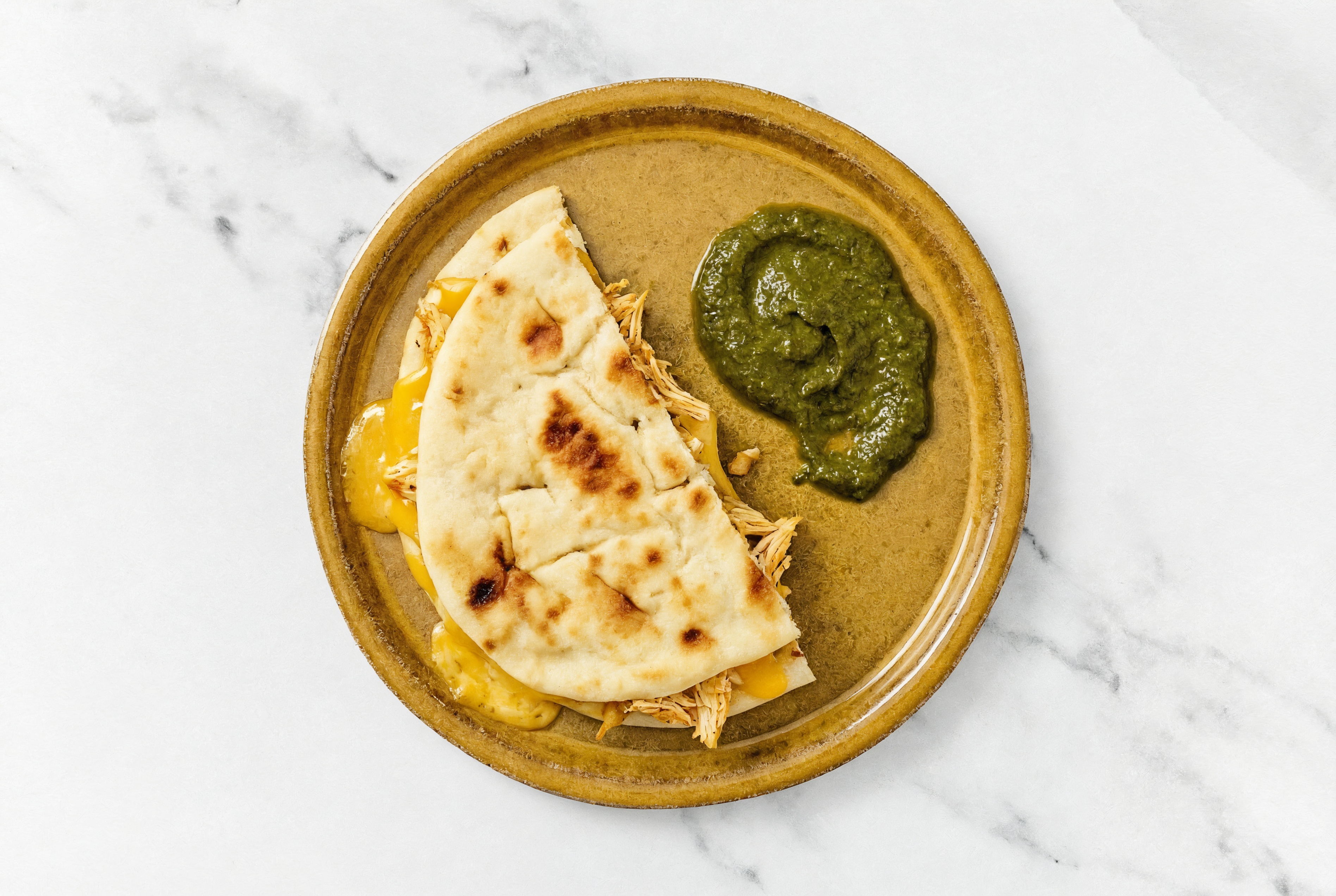 Chile Chicken Saag Naan Toastie