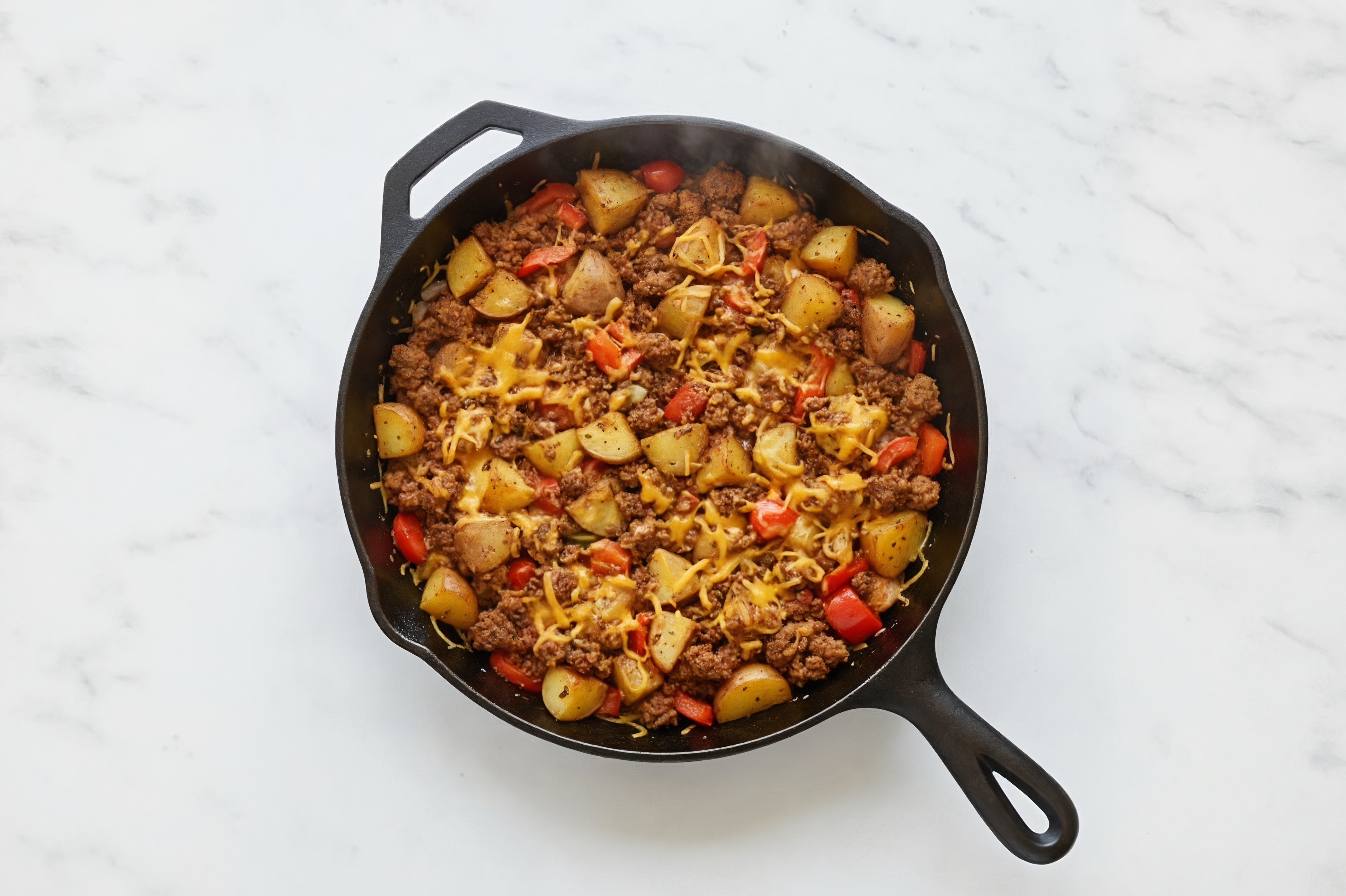 Beyond Cheesy Potato + Organic Pepper Skillet with Shredded Sharp Cheddar Cheese