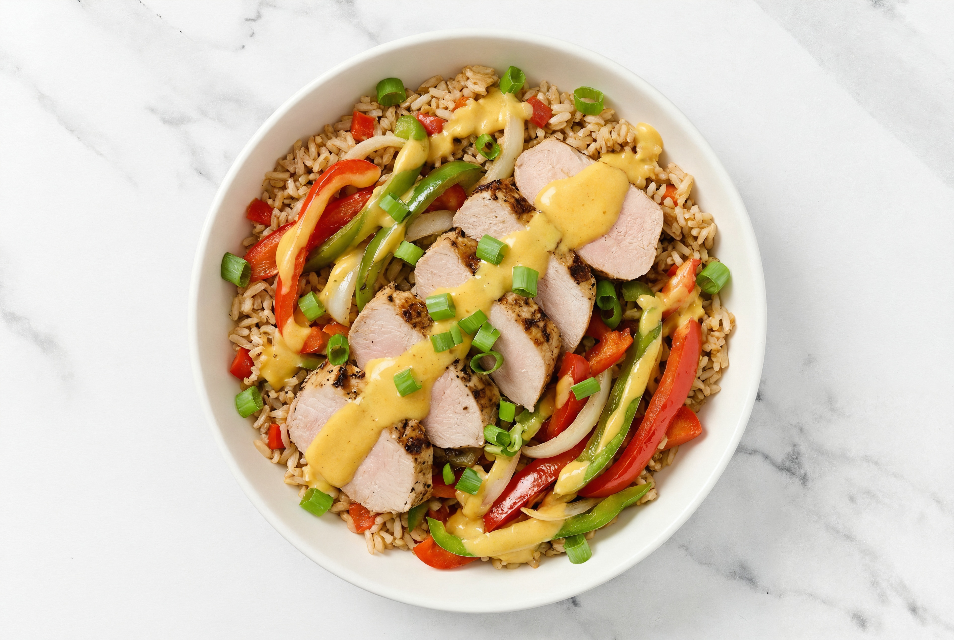 Creamy Pork Tenderloin + Veggie Rice Bowl