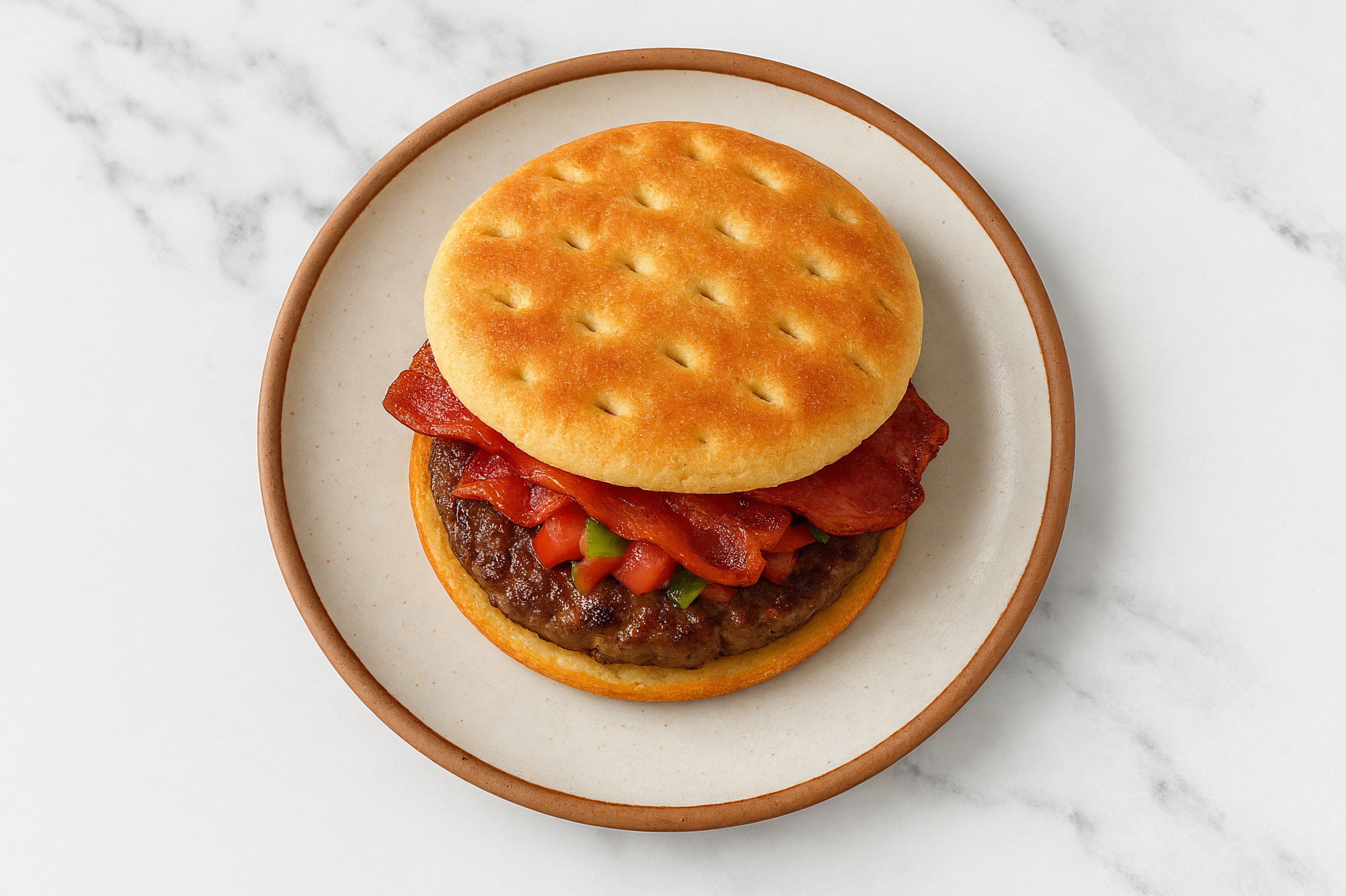 Lamb Burger on Brioche Thin Buns with Salsa & Turkey Bacon