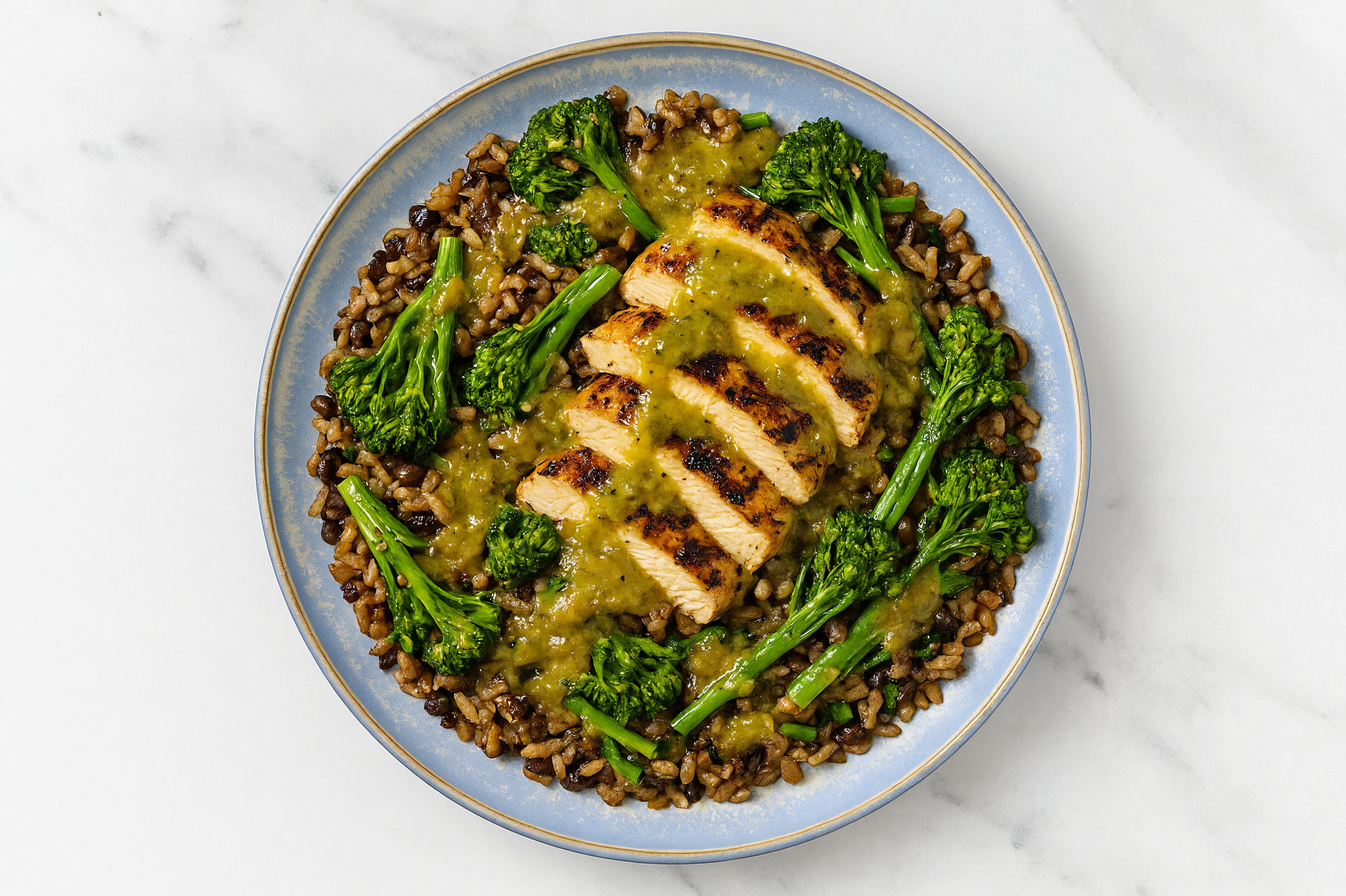 Spicy Mediterranean Grilled Chicken Breast 'n Baby Broccoli Bowl