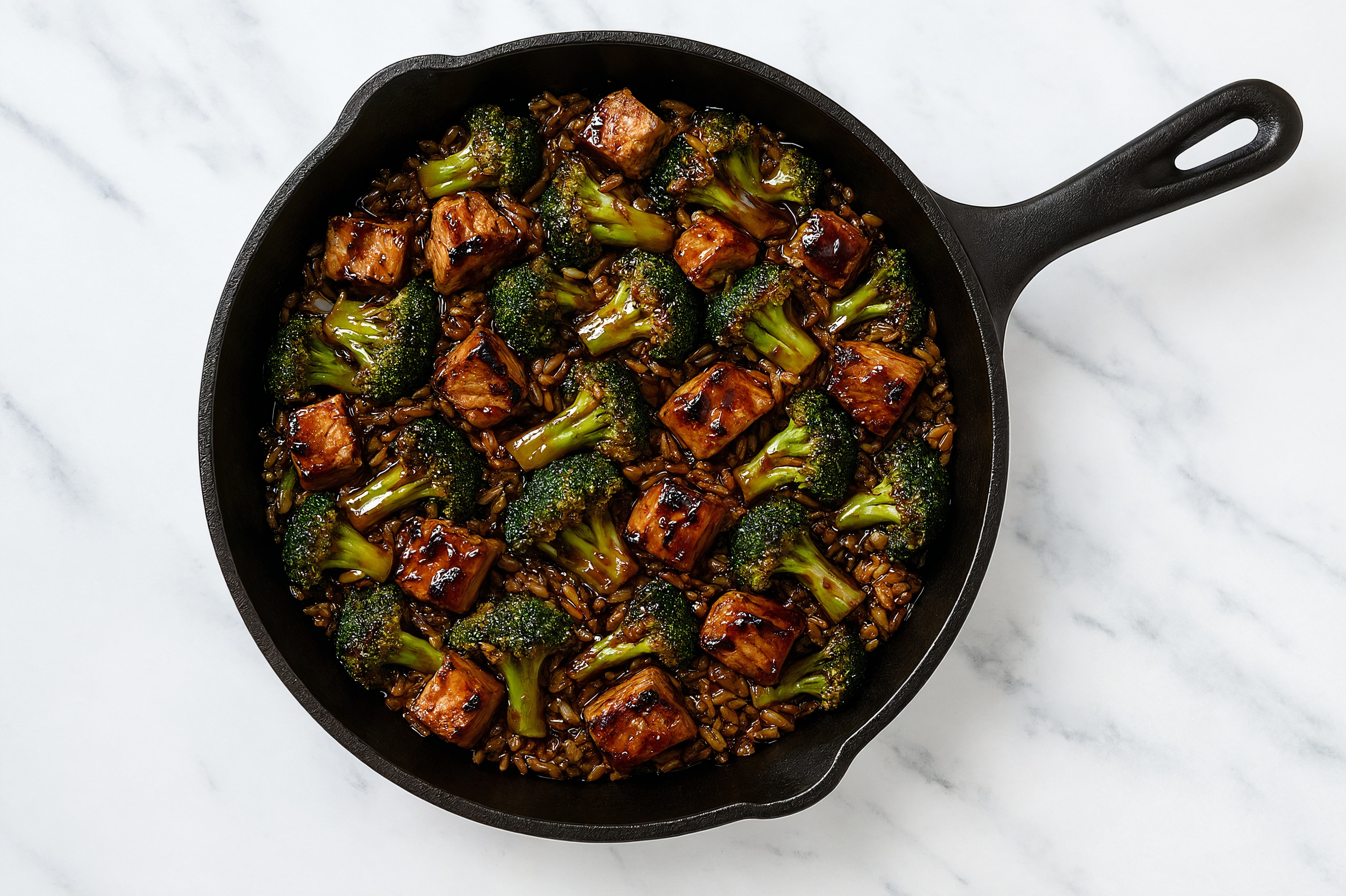 Japanese BBQ Grilled Pork Tenderloin Stir-Fry with Broccoli over Brown Rice