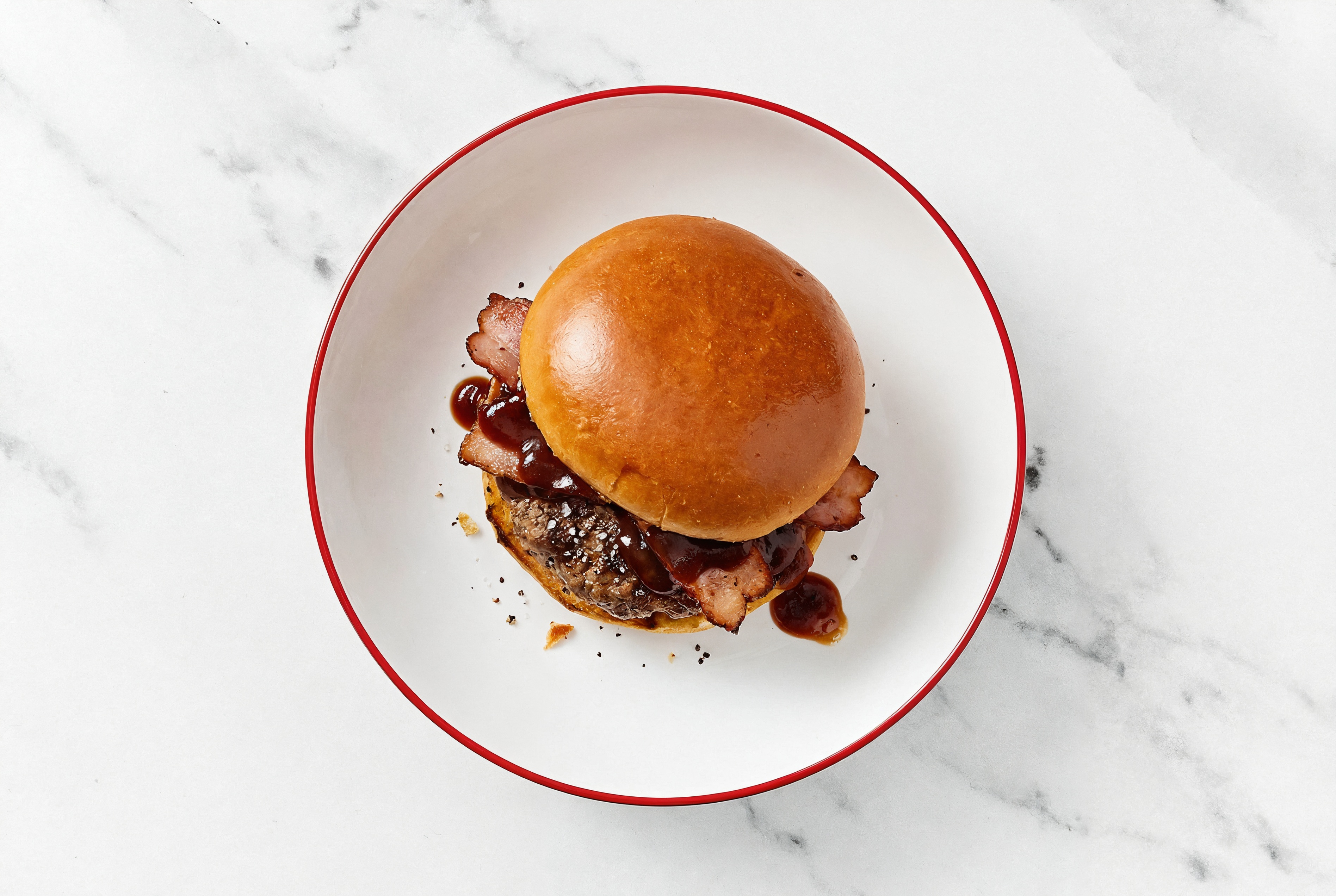  Beef Burger Buns on Brioche with BBQ & Turkey Bacon