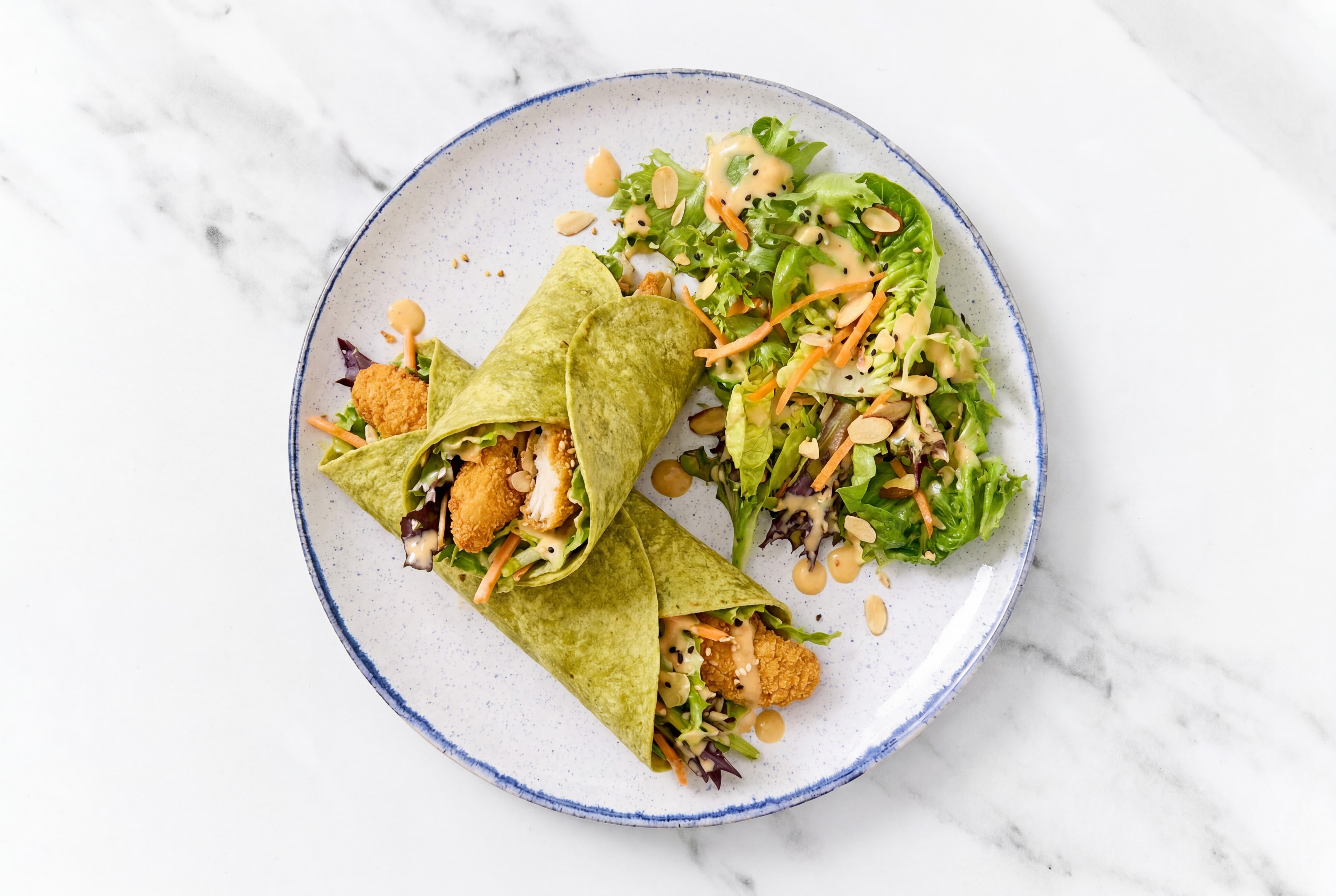 "Chicken" Tender Miso Ginger Salad Wrap