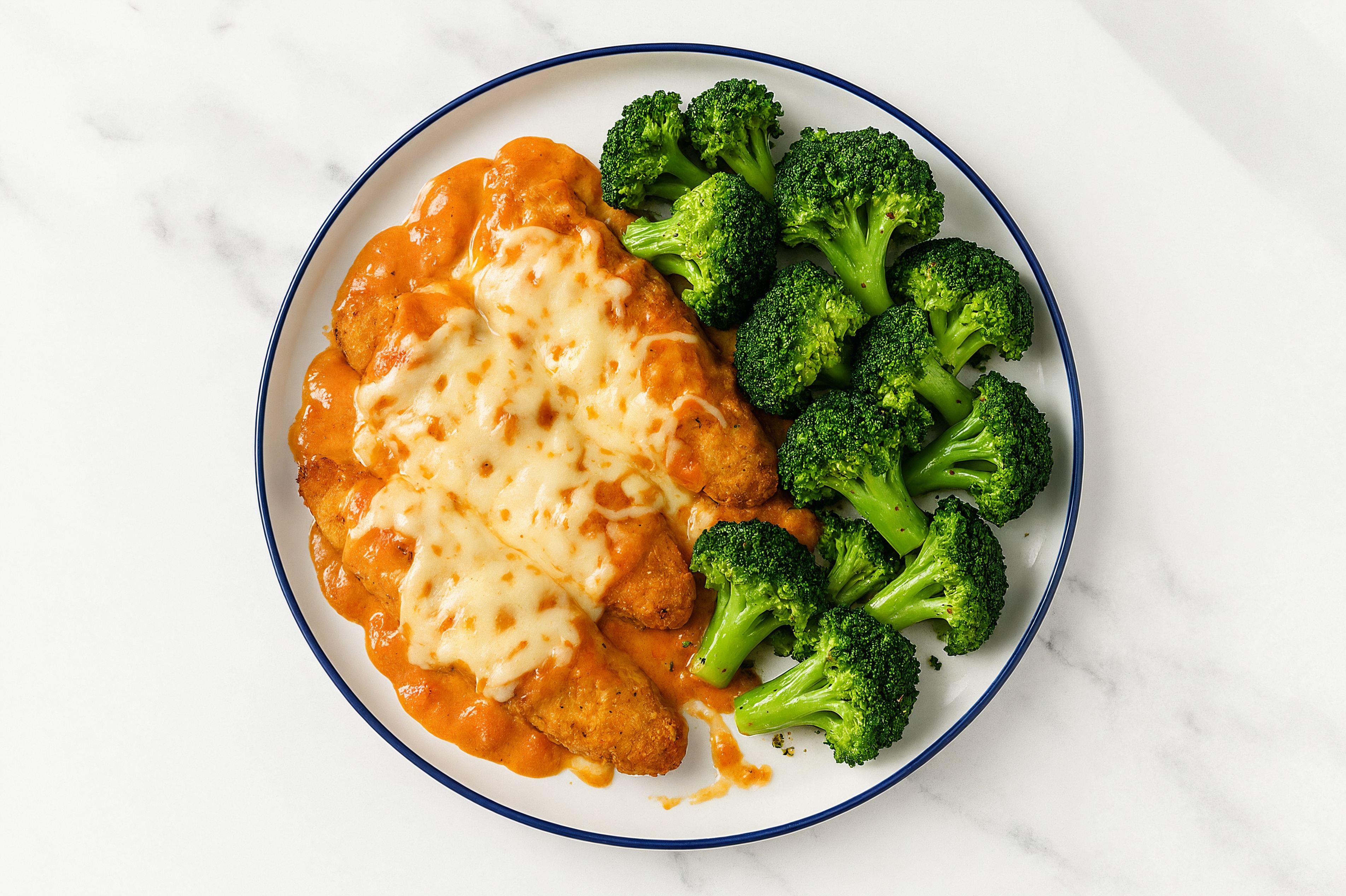 Cheesy Vodka Chick'n Tenders + Organic Broccoli