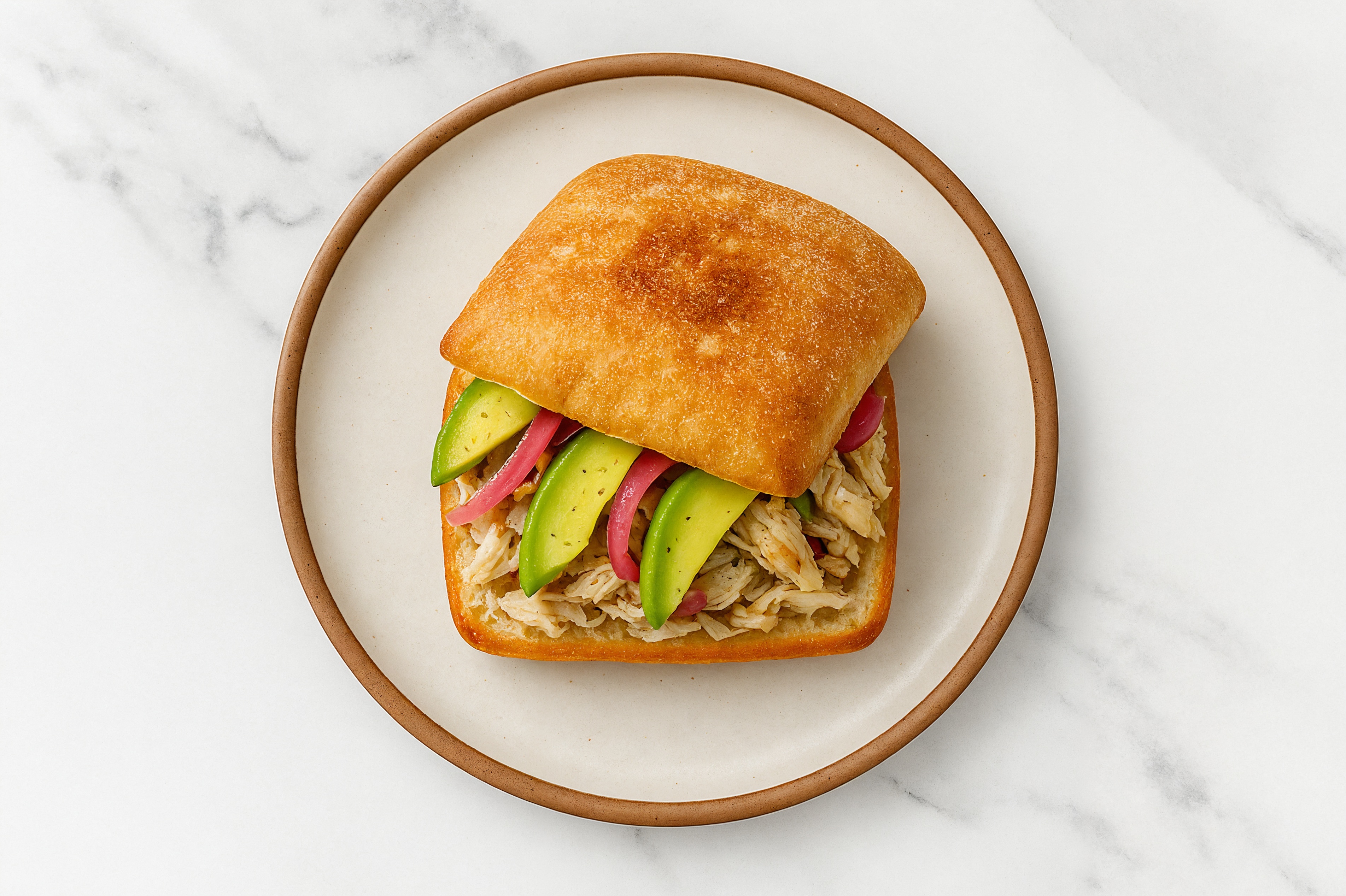 Shredded Chicken + Avocado Ciabatta Sammie