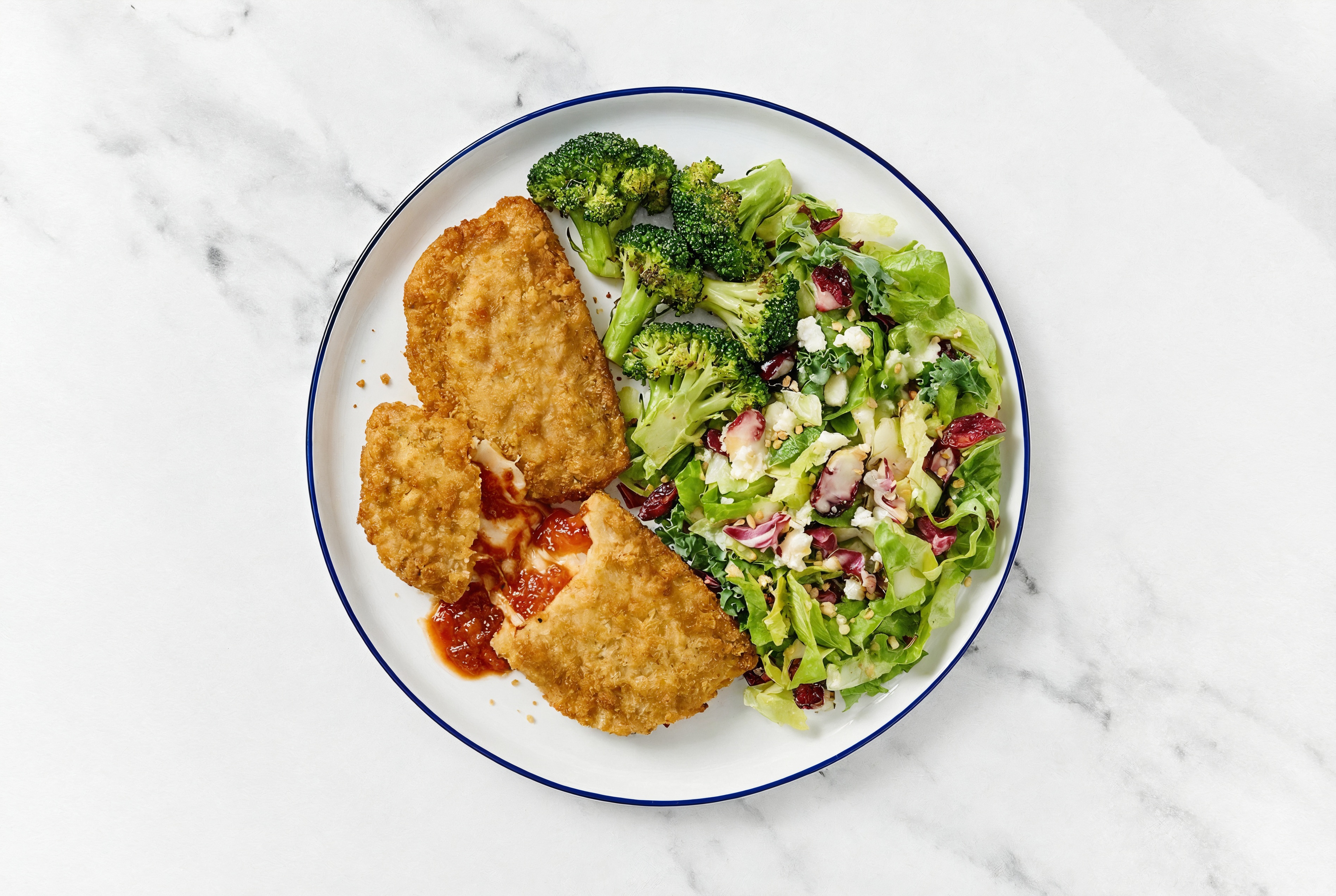 "Chicken" Parm with Broccoli & Honey Citrus Salad