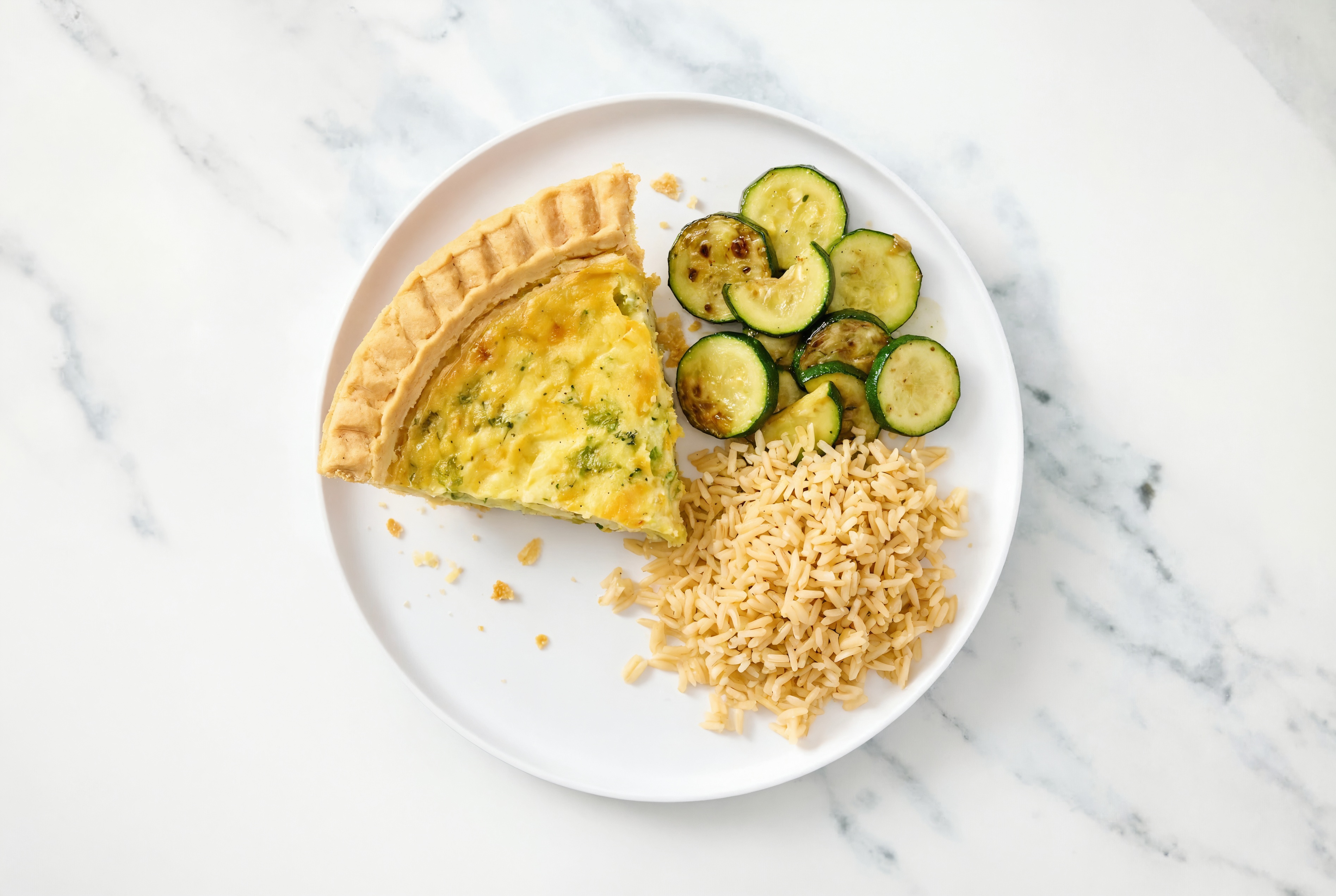 Broccoli & Cheddar Quiche with Zucchini & Bone Broth Rice