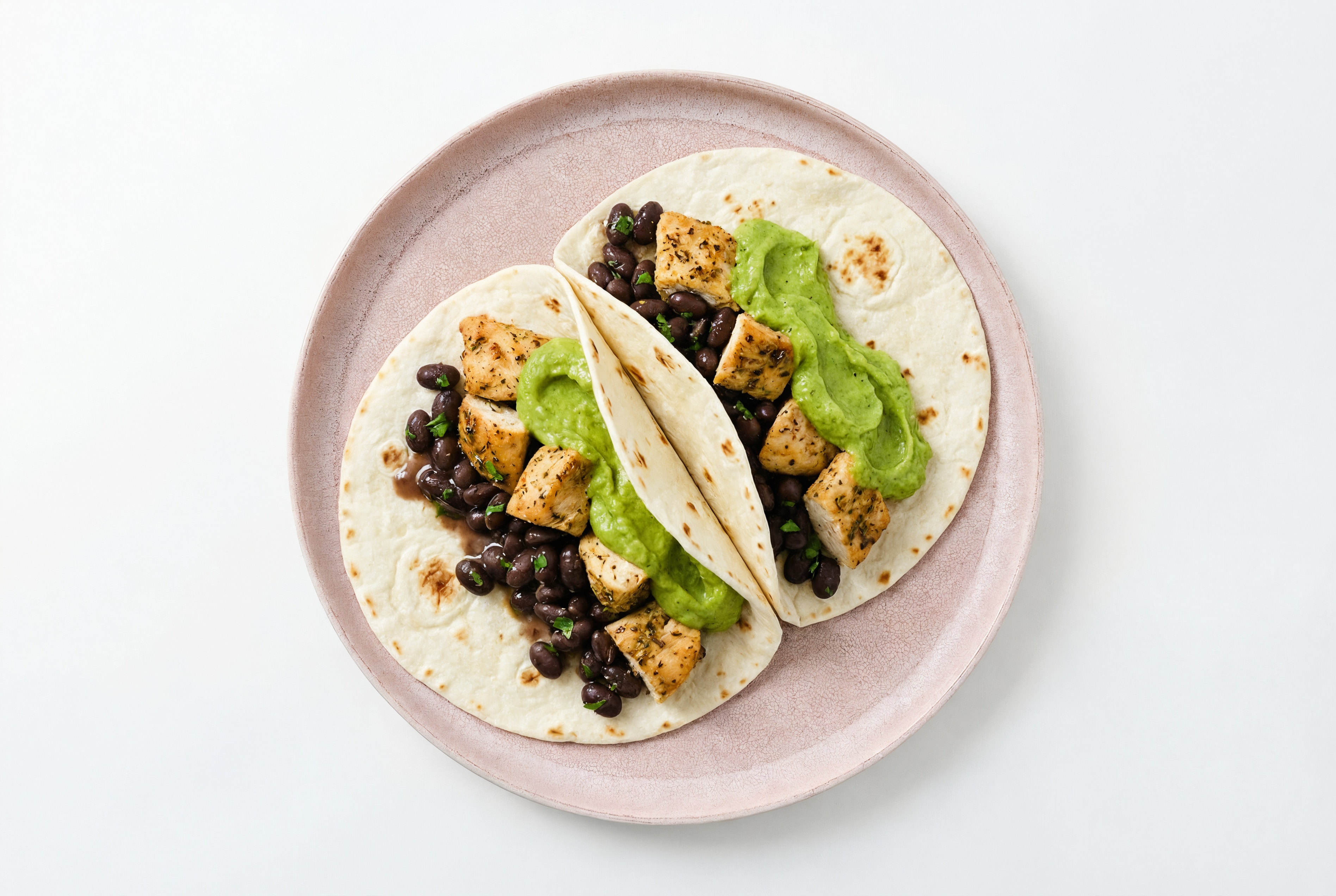 Garlic Chicken Tacos with Avocado & Spiced Beans