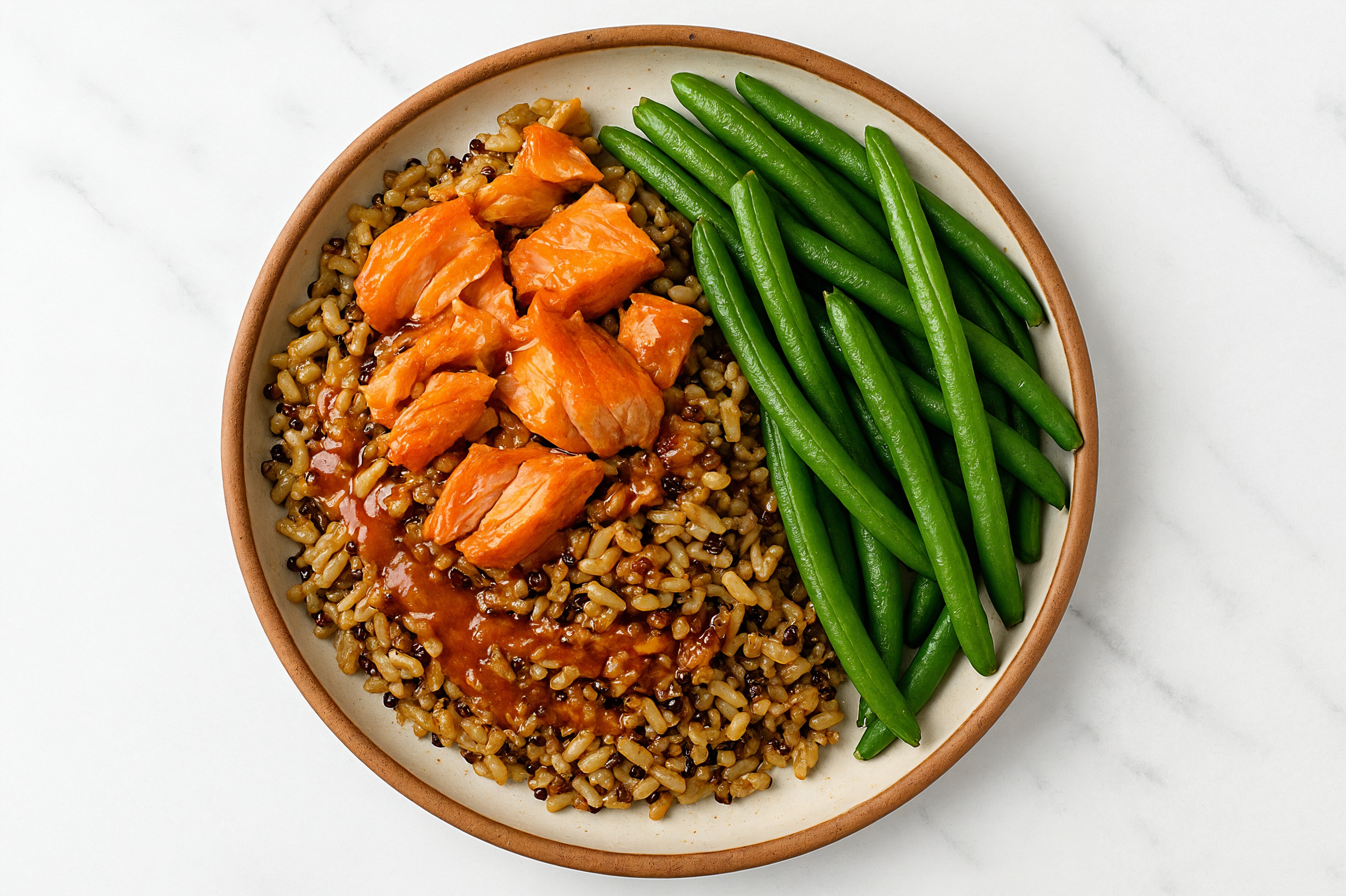 Gingery Smoked Salmon + Organic Green Bean Rice Bowl