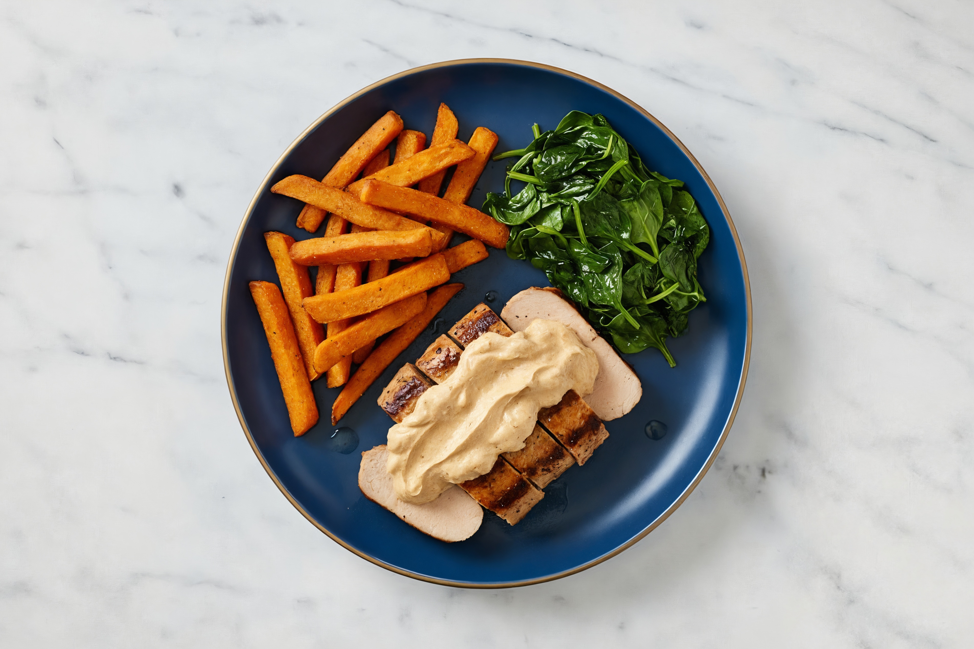 French Onion Grilled Pork Tenderloin + Sweet Potato Fries