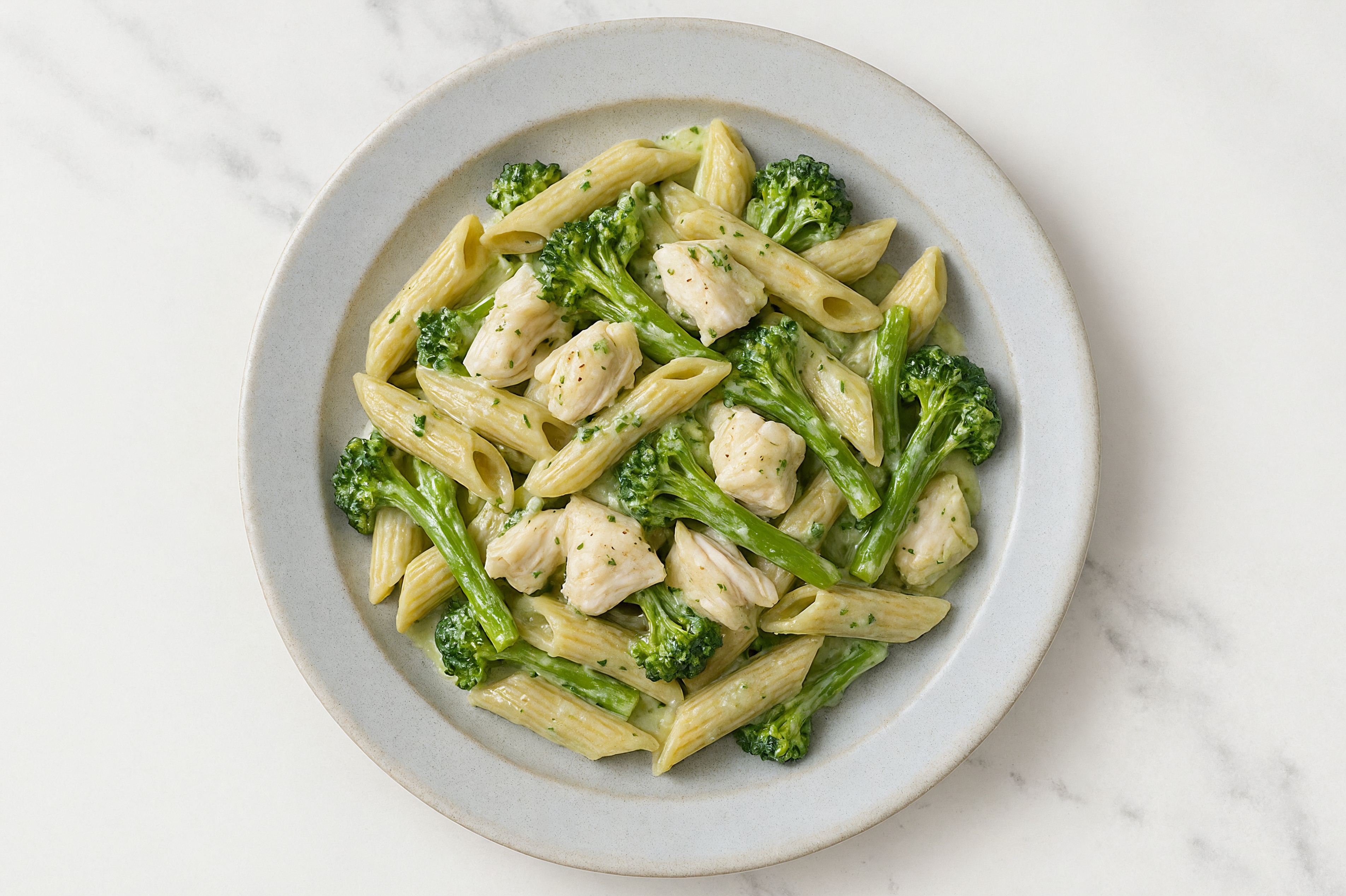 Chicken + Broccoli Sourdough Penne Rigate Herb Cream