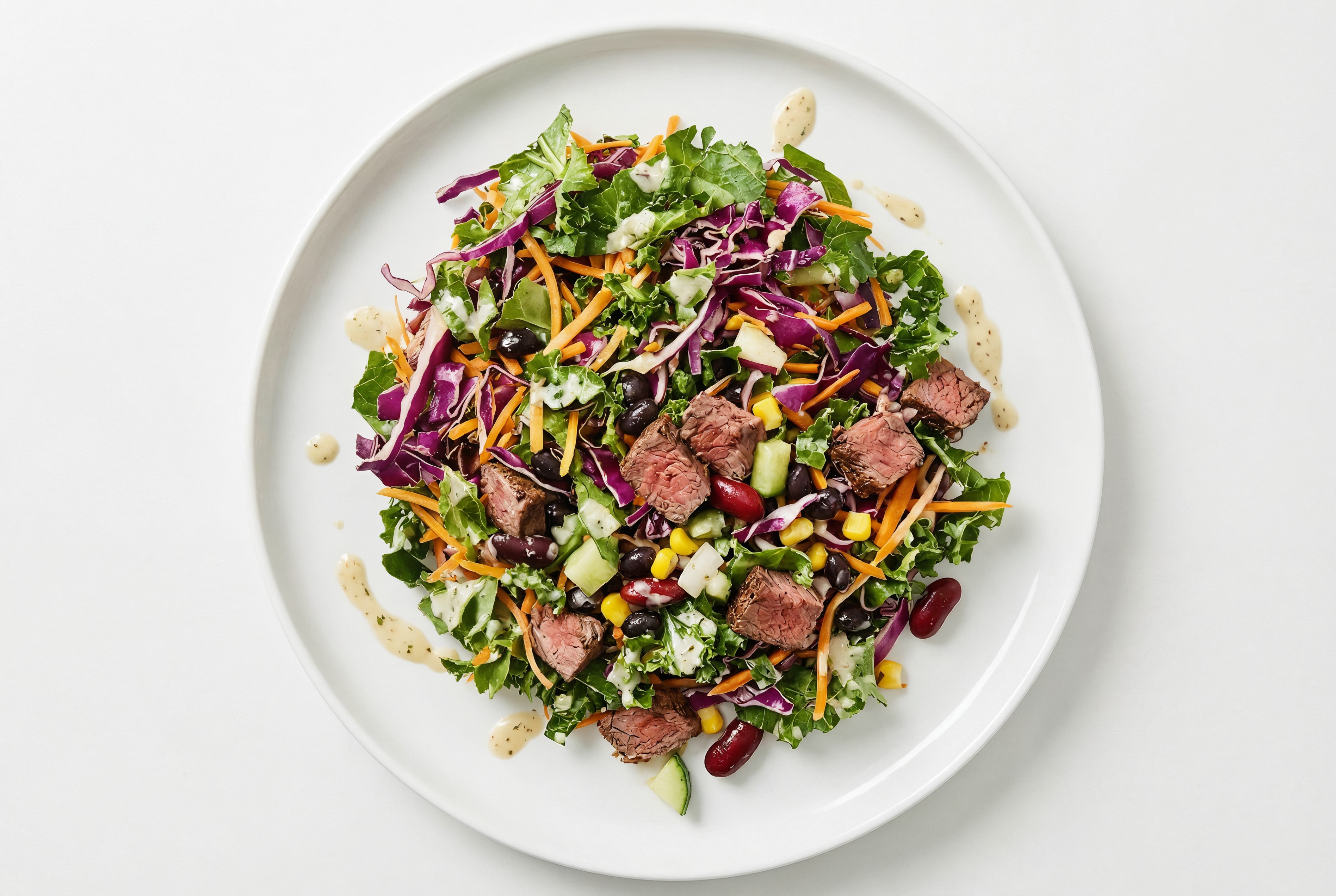 Caesar Kale Salad with Roast Beef & Black Beans