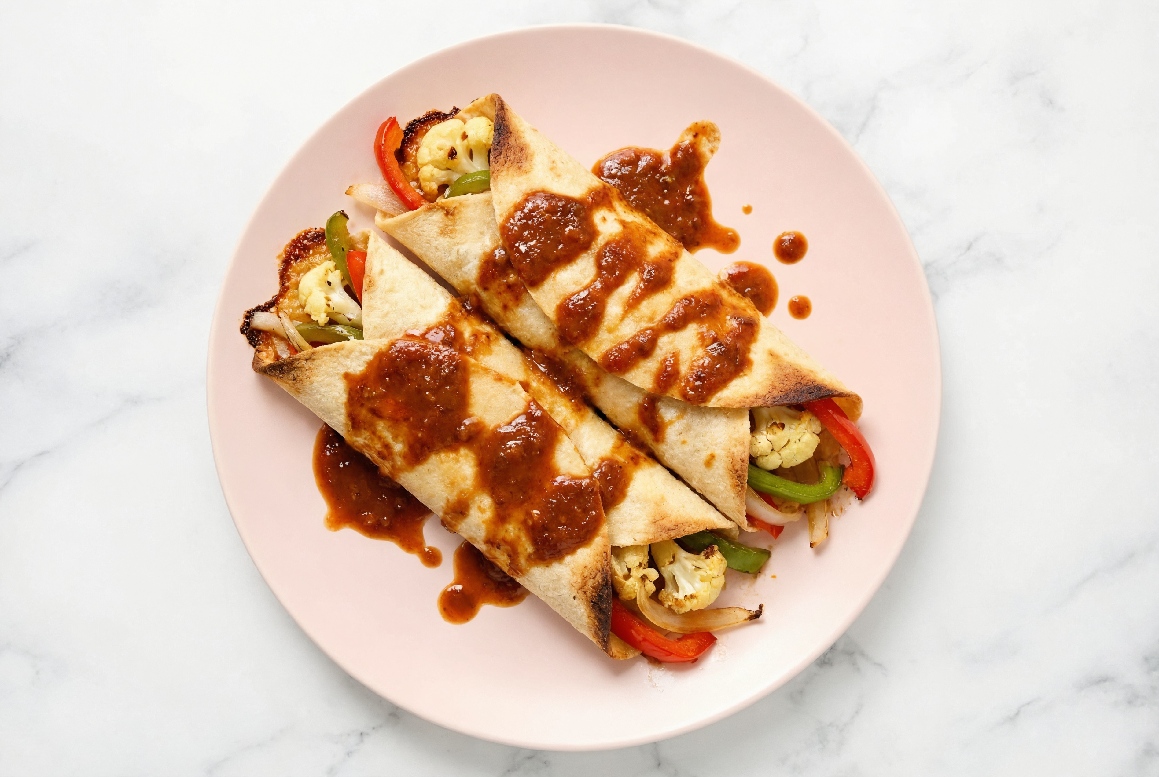 Herby Grain-Free Vegan Enchiladas with Cauliflower + Peppers
