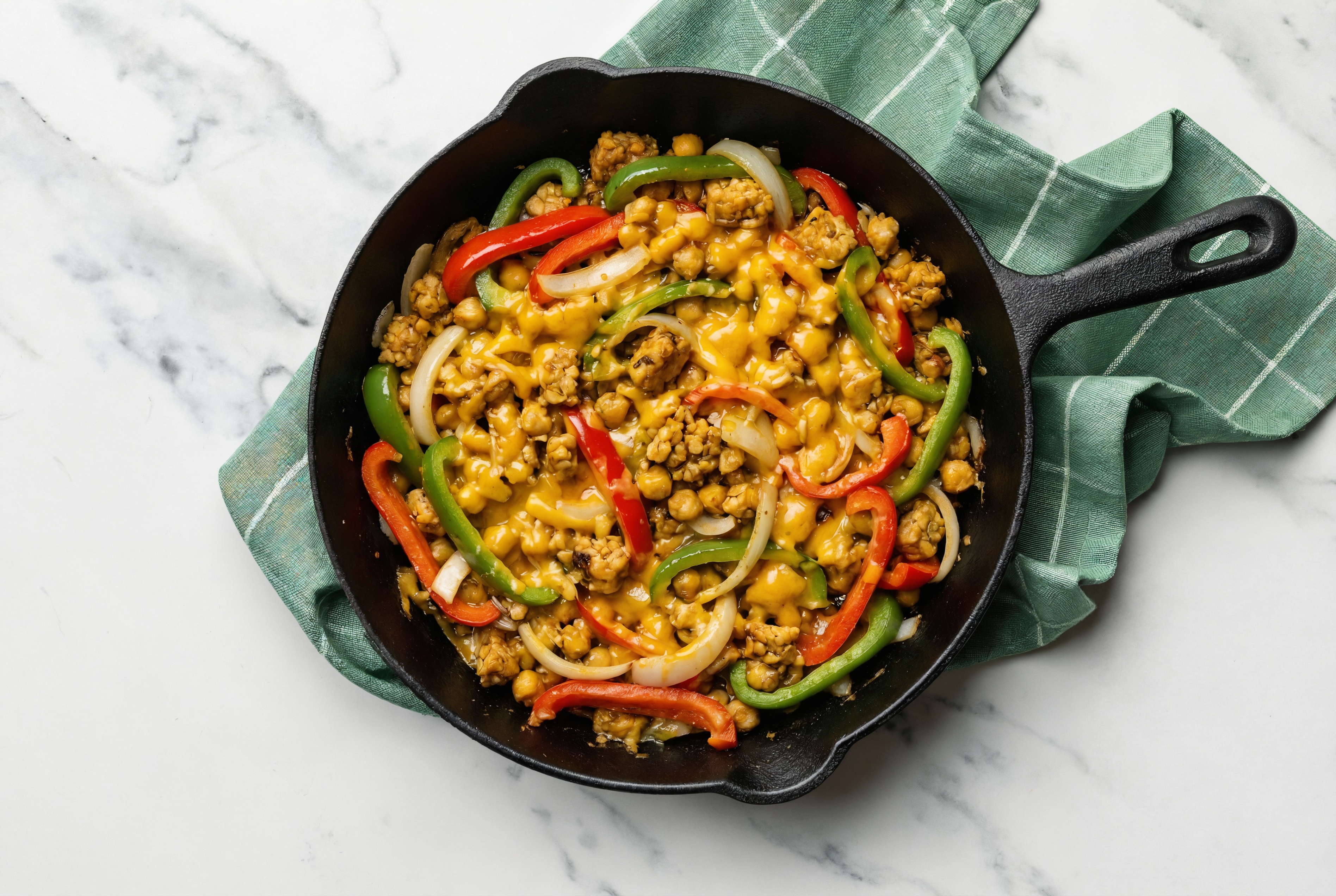 Tempeh'-less Philly Cheese Skillet