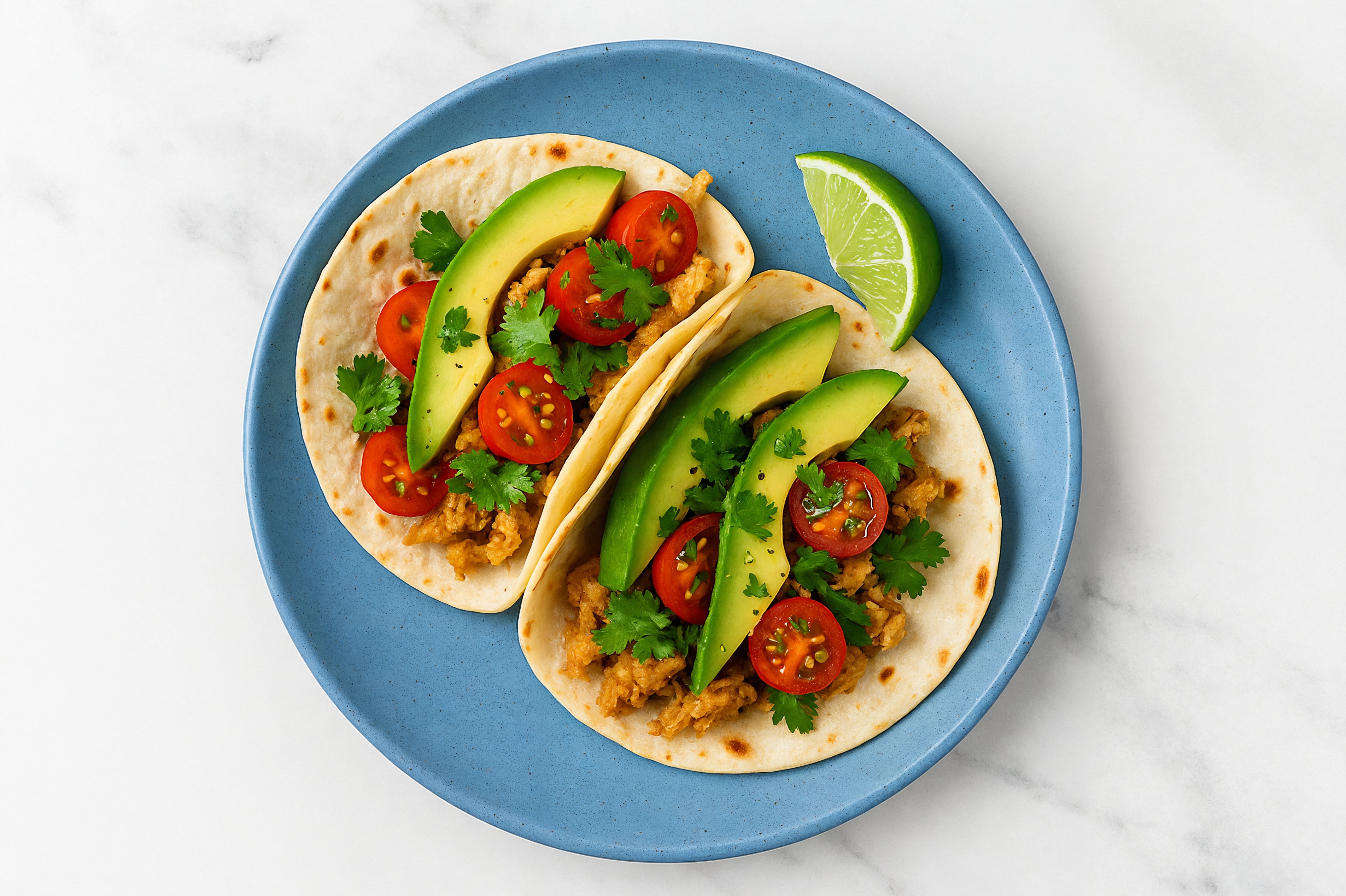 Vegan "Chicken" Tender Tacos with Avocado + Salsa