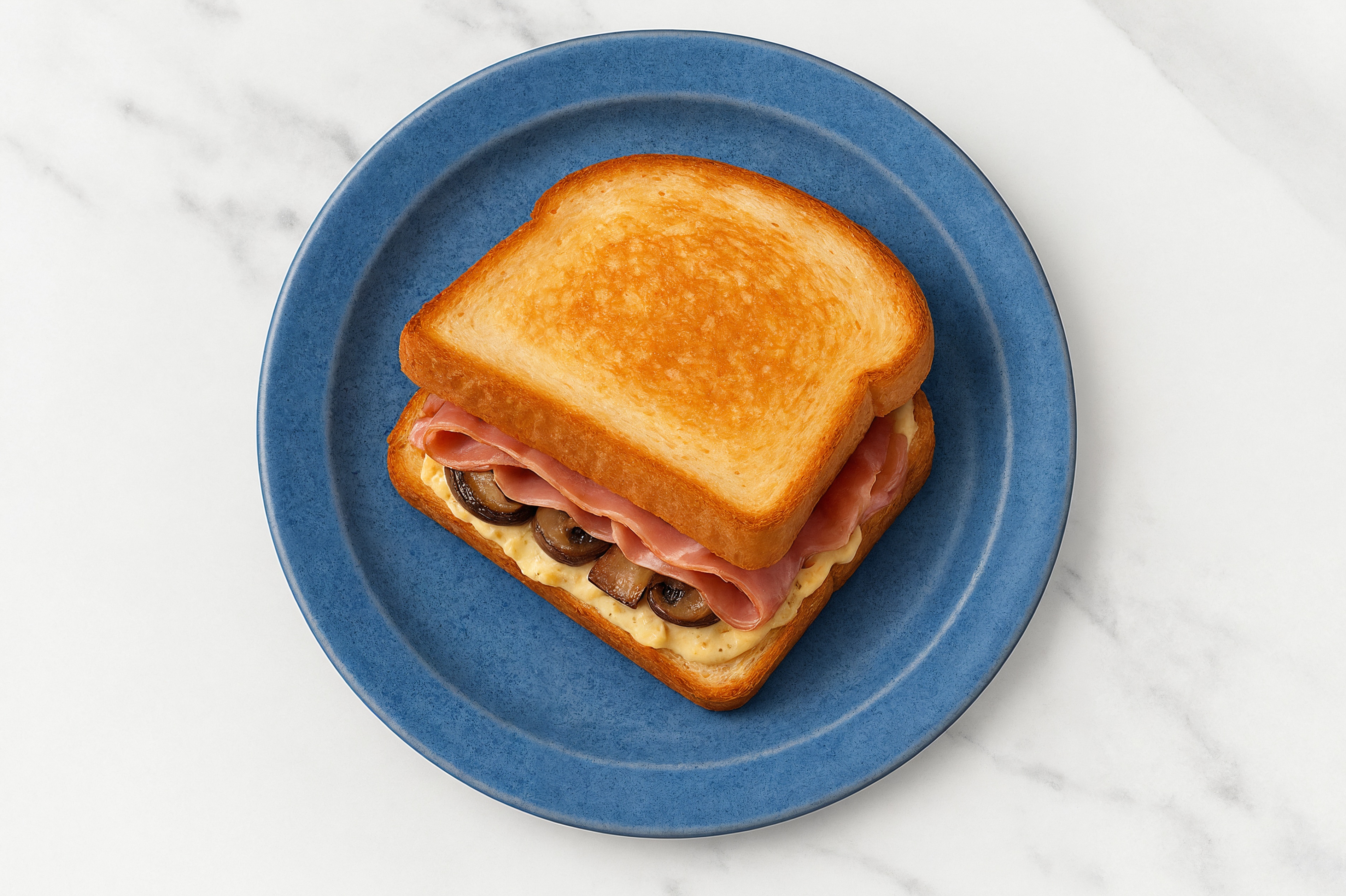 Street Corn Prosciutto Sandwich with Portabellas on Honey White Bread
