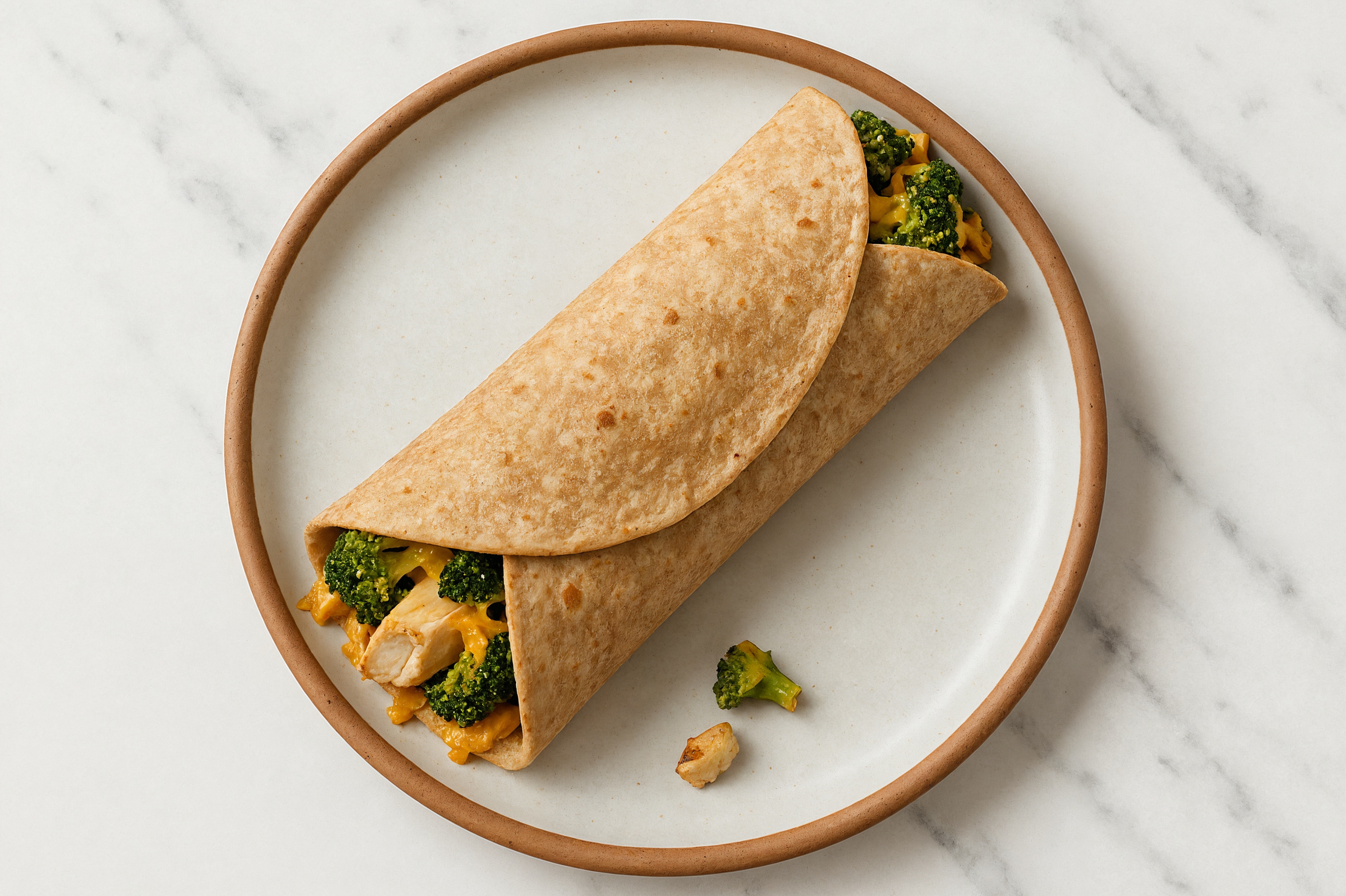 Chicken, Organic Broccoli 'n Cheese Wrap with Shredded Sharp Cheddar Cheese