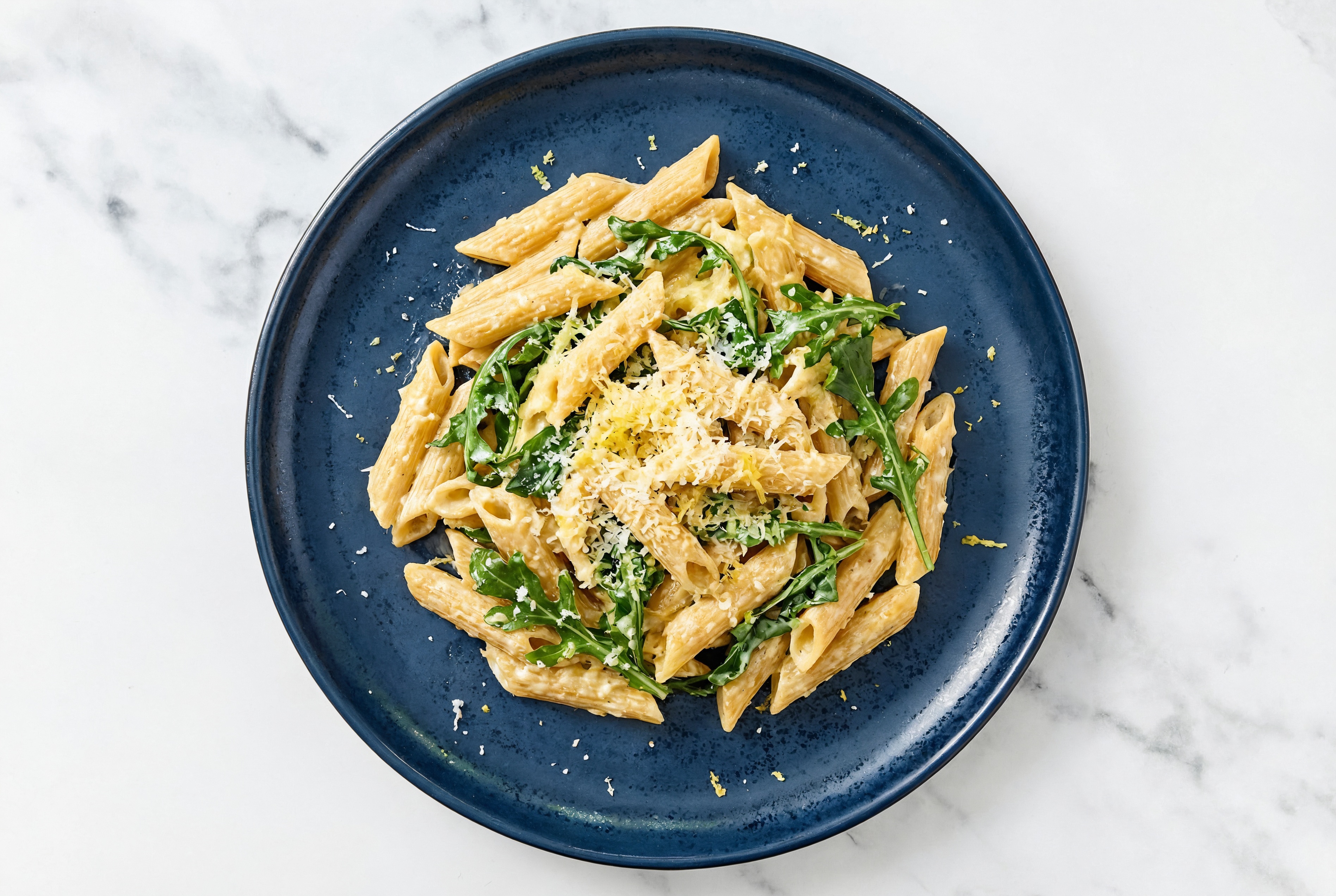 One Pot Lemony Ricotta + Arugula Pasta with Sourdough Penne Rigate