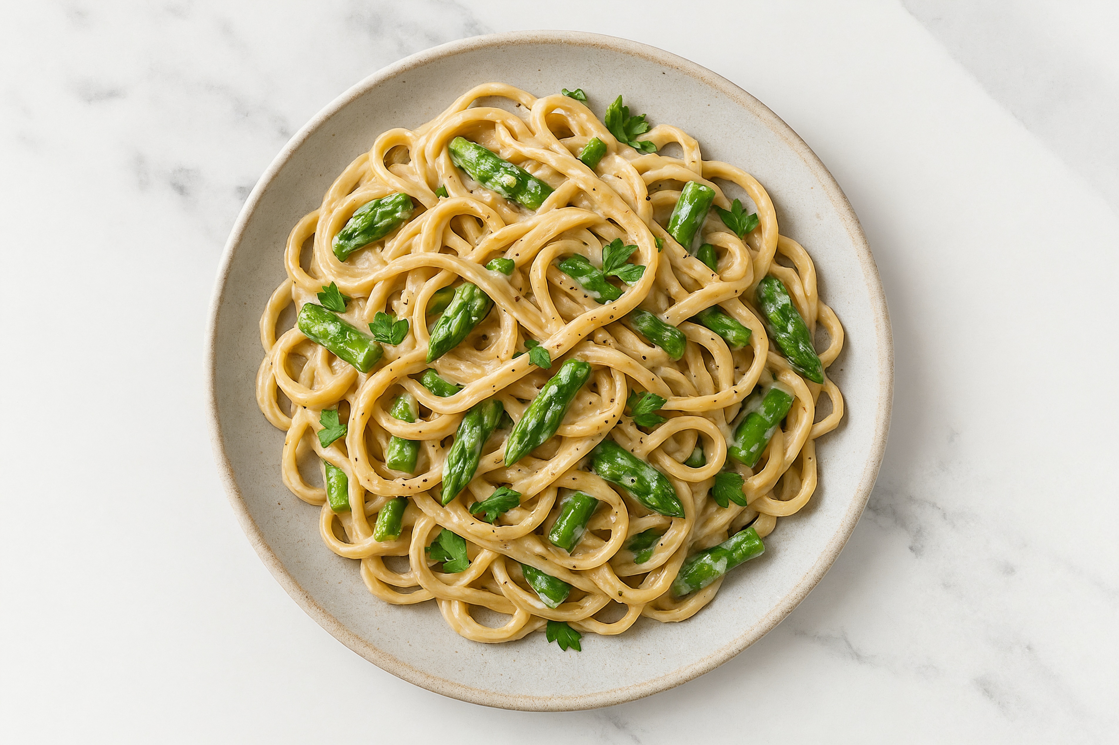Creamy Asparagus Linguine Pasta