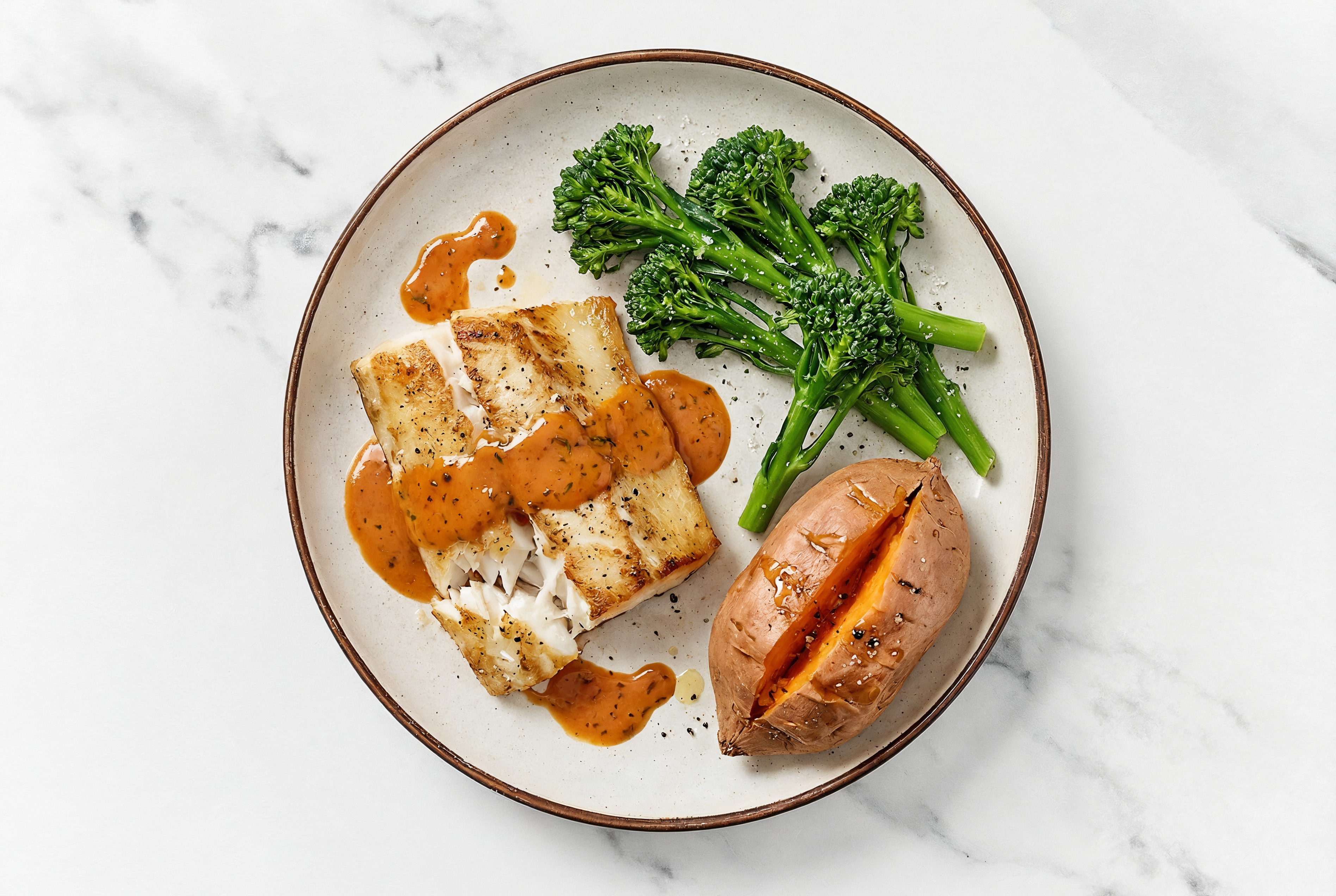 BBQ Seared Barramundi + Sweet Potato
