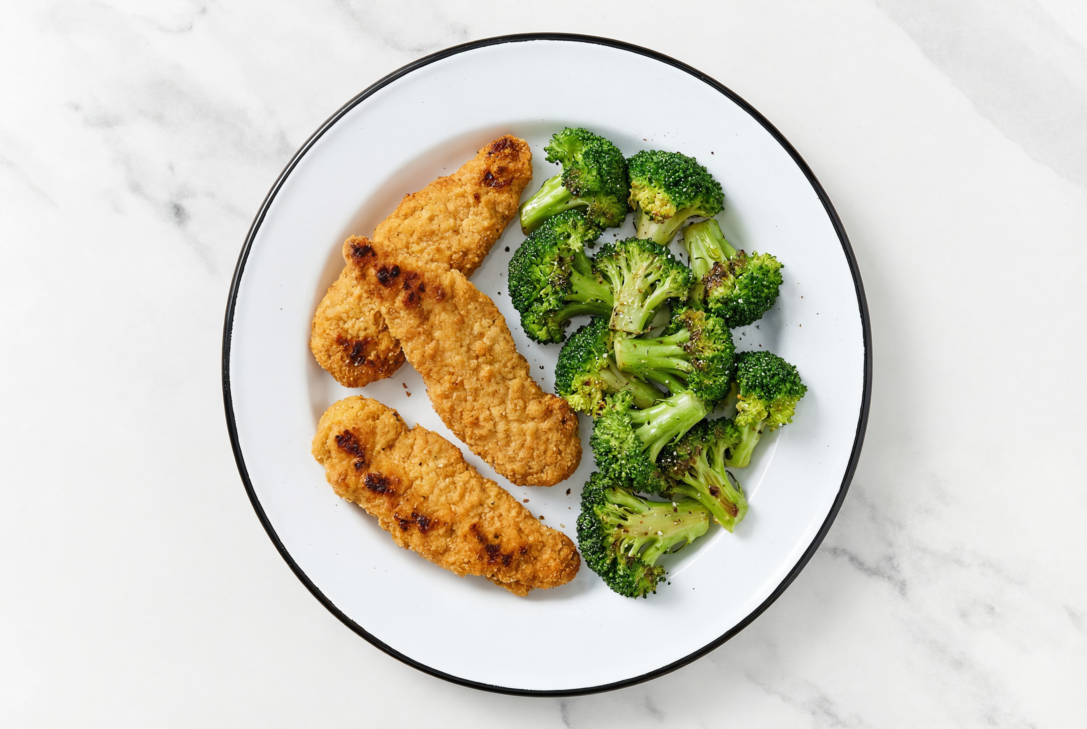 Plant-Based Chicken Tenders + Steamed Broccoli Florets