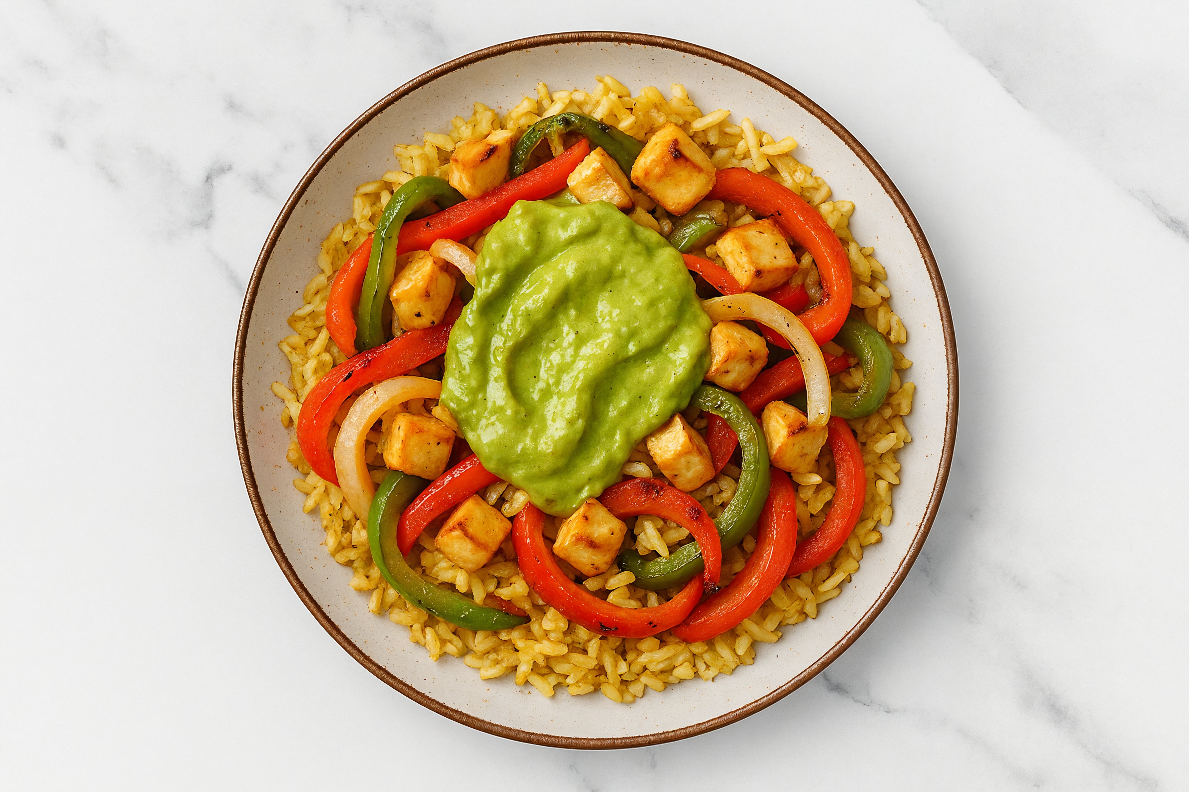 Sizzling Vegan Fajita Bowl with Extra Firm Tofu