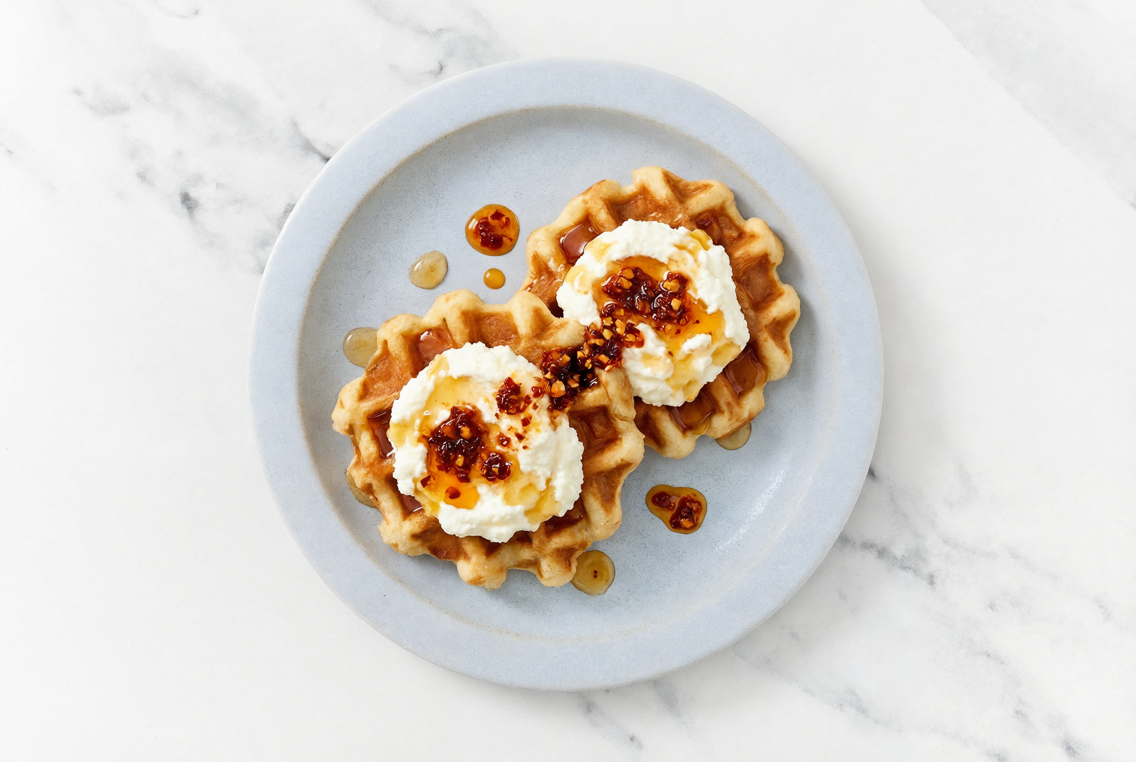 Hot Honey Ricotta Waffles