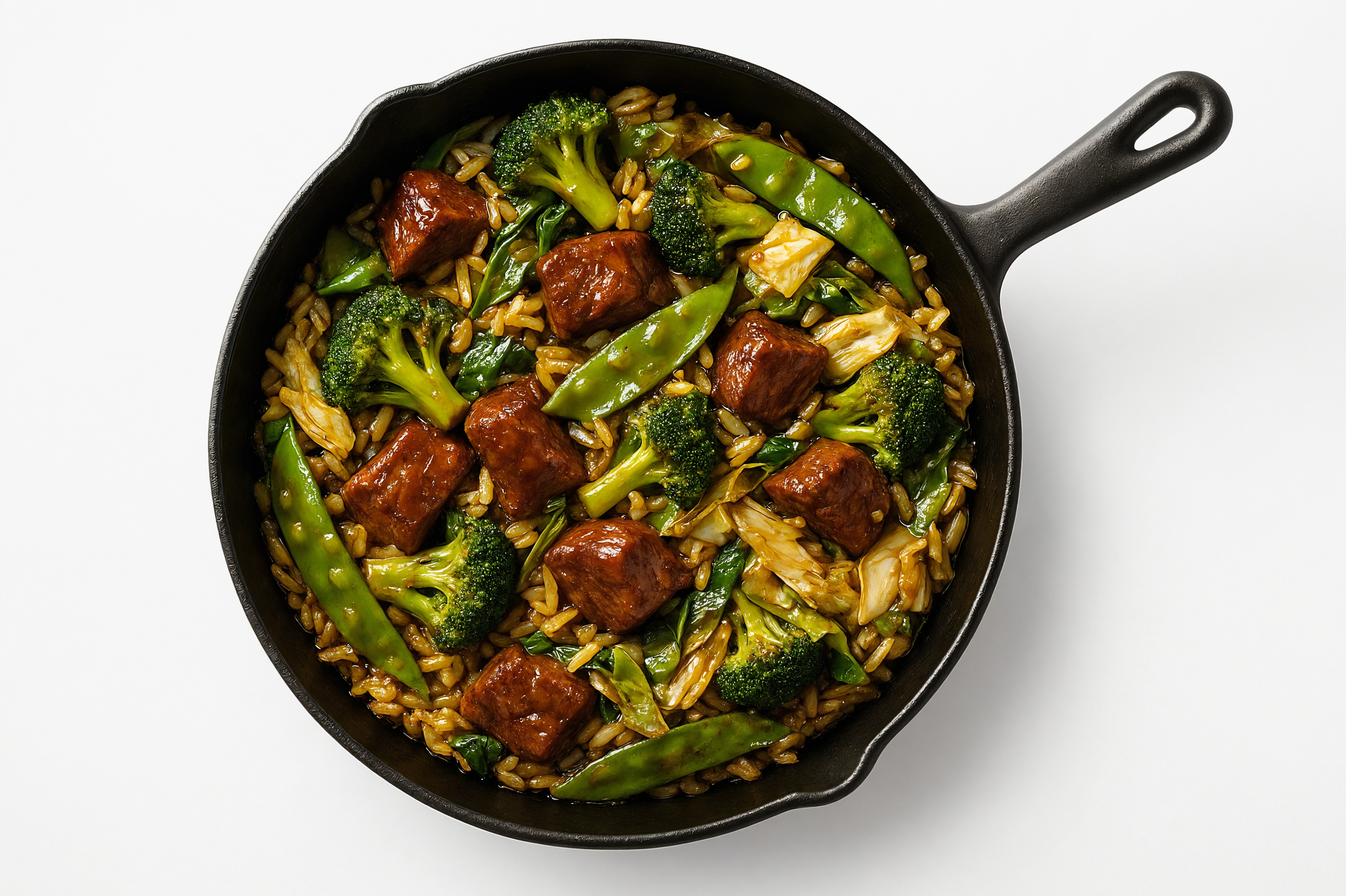Teriyaki Bok Choy + Bison Stir-Fry with Seasoned Jasmine Rice