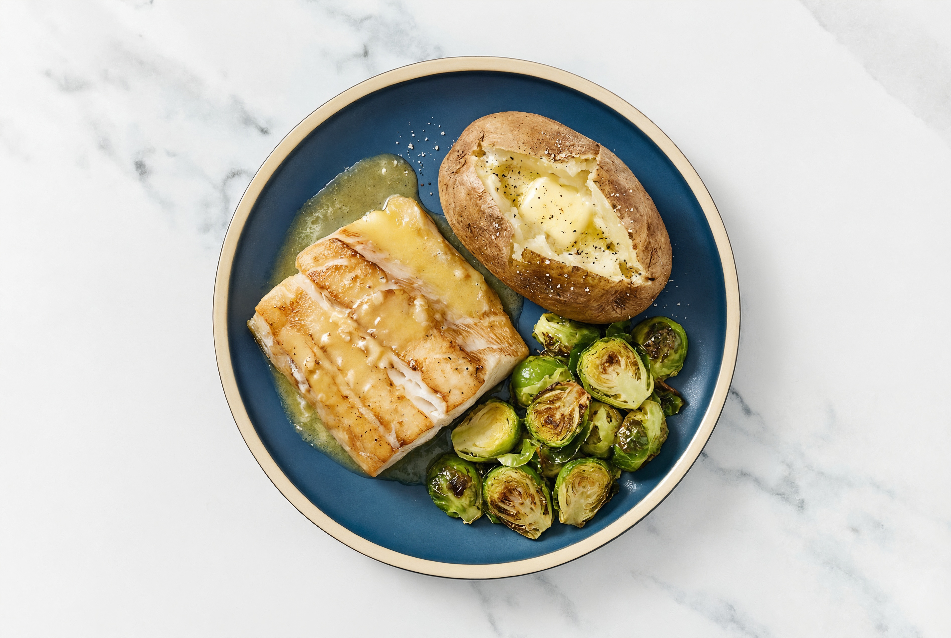 Lemon-Butter Barramundi with Russet Potato & Brussels