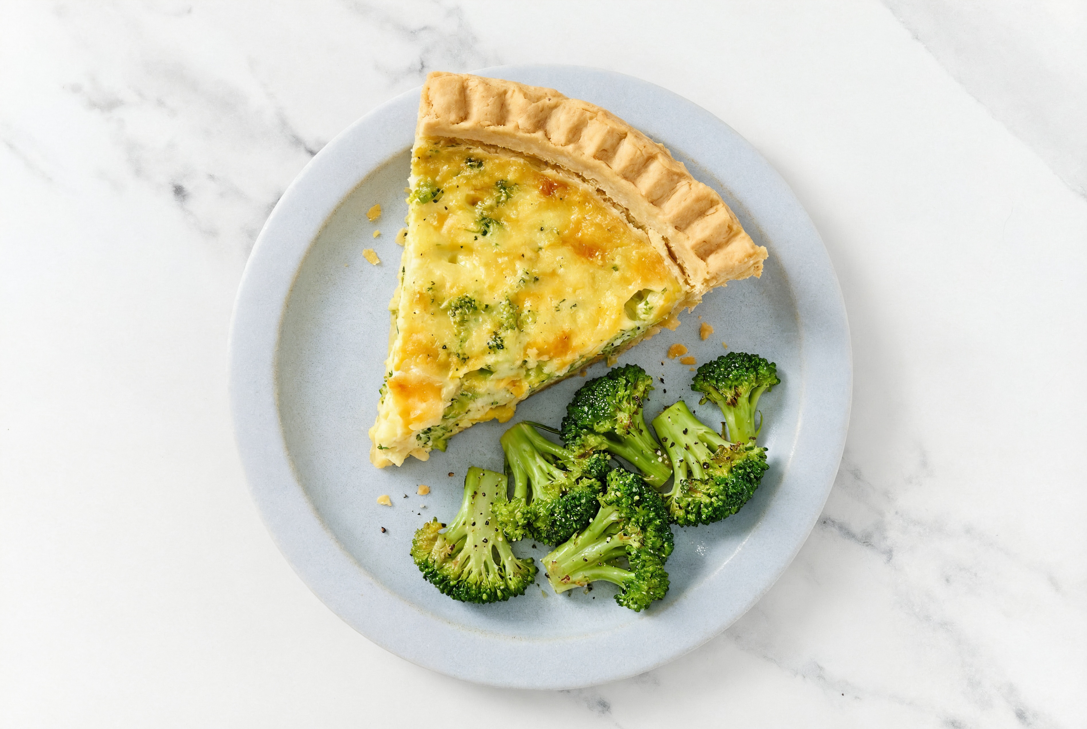 Broccoli & Cheddar Quiche with Broccoli