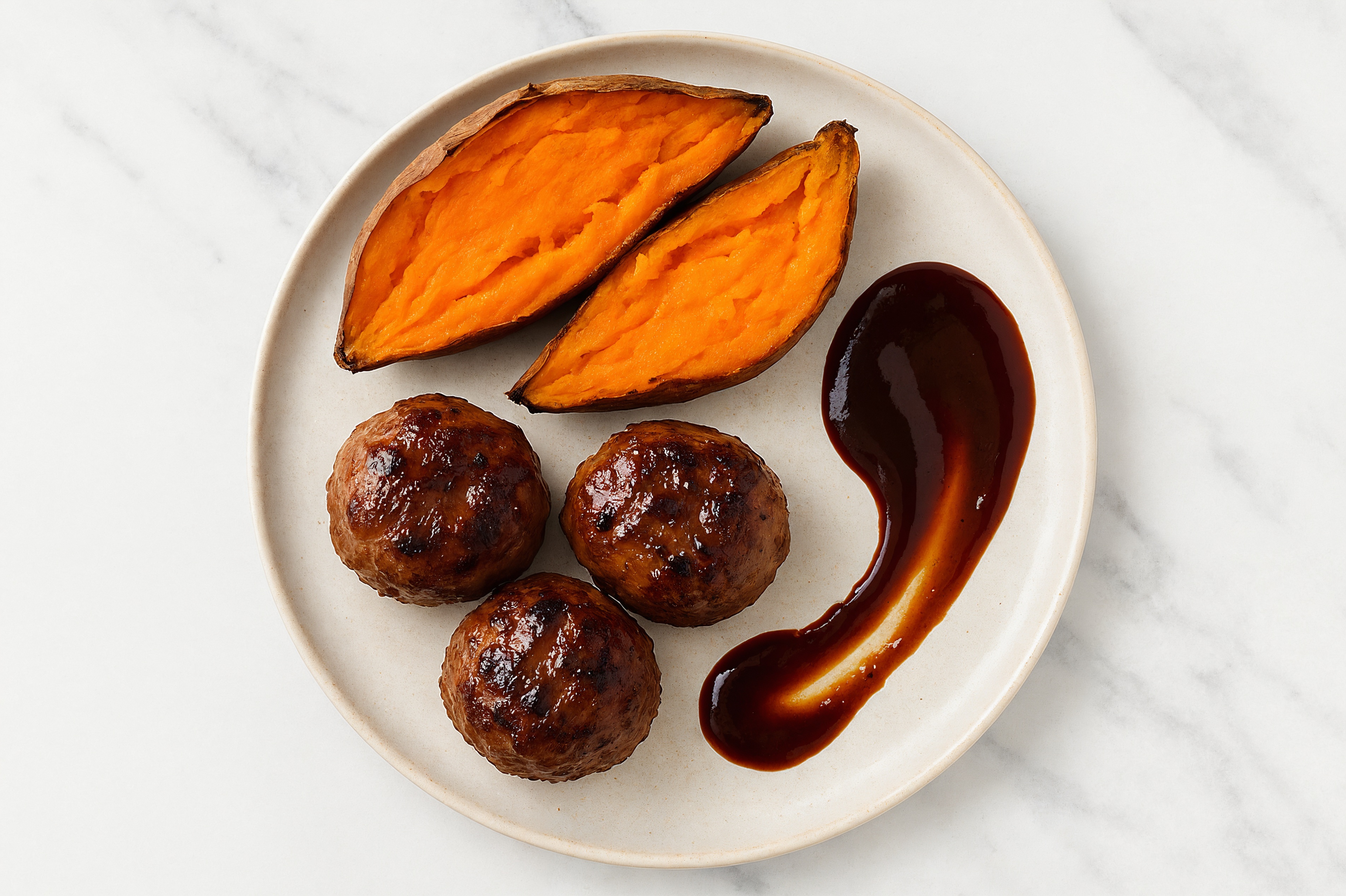 Japanese BBQ Meatballs with Sweet Potato