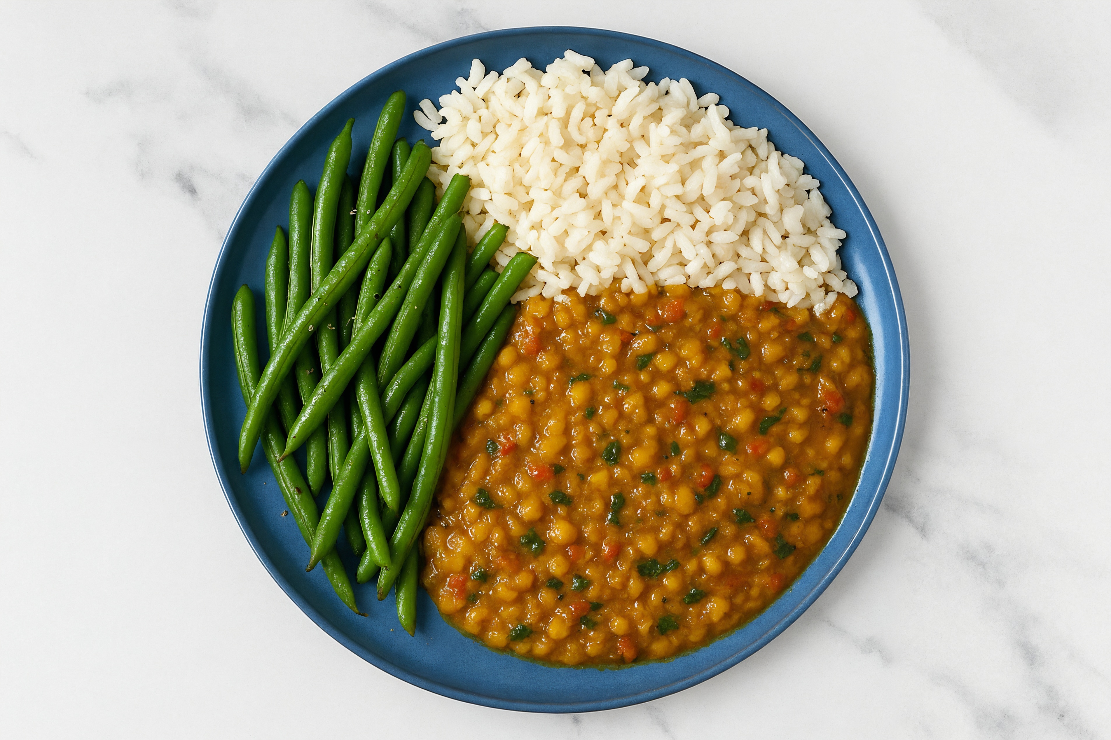 Yellow Lentil Dal + Green Bean Long Grain White Rice Bowl