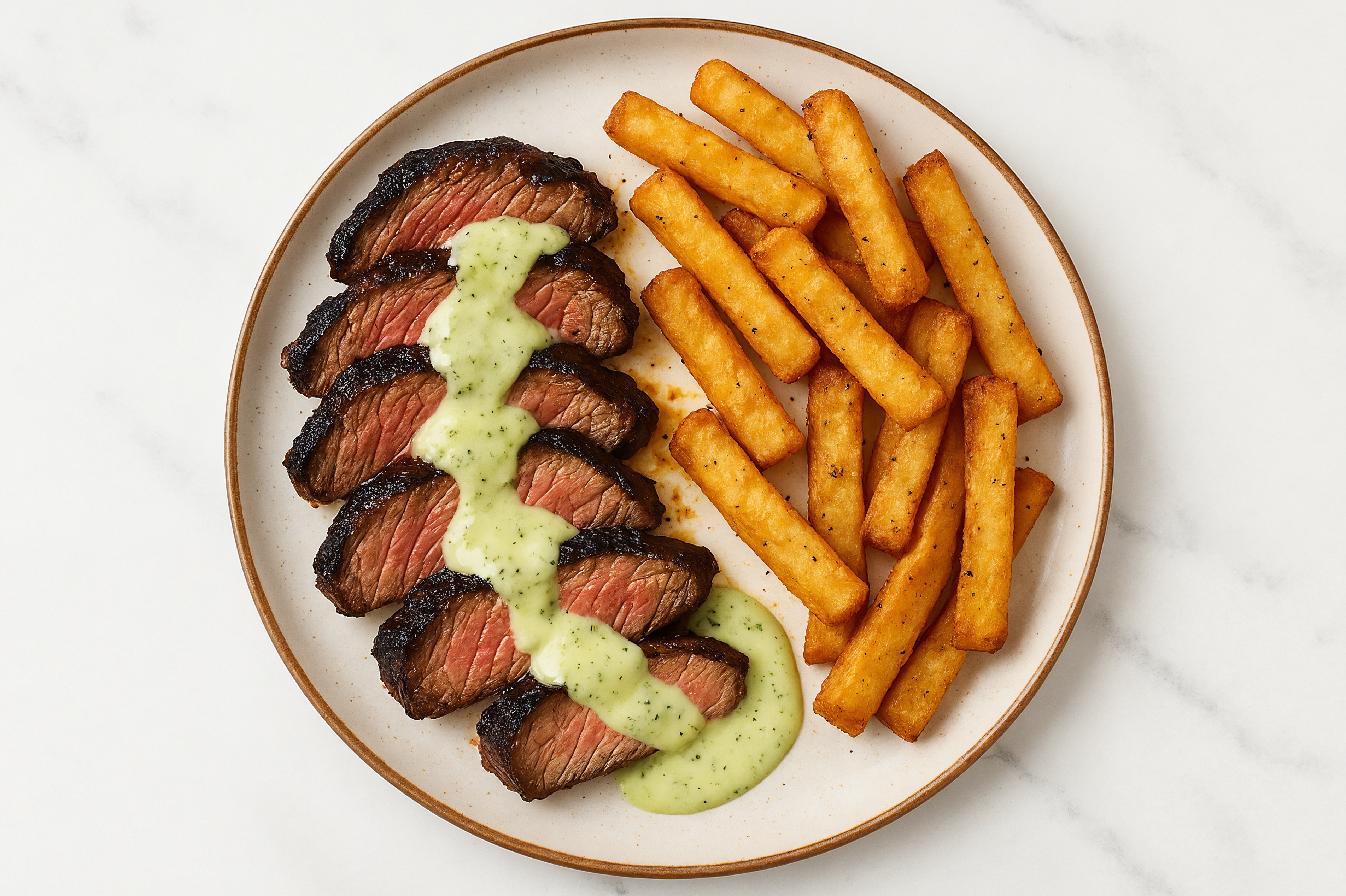 Wagyu Ribeye Steak with Jalapeño Crema + Russet Fries