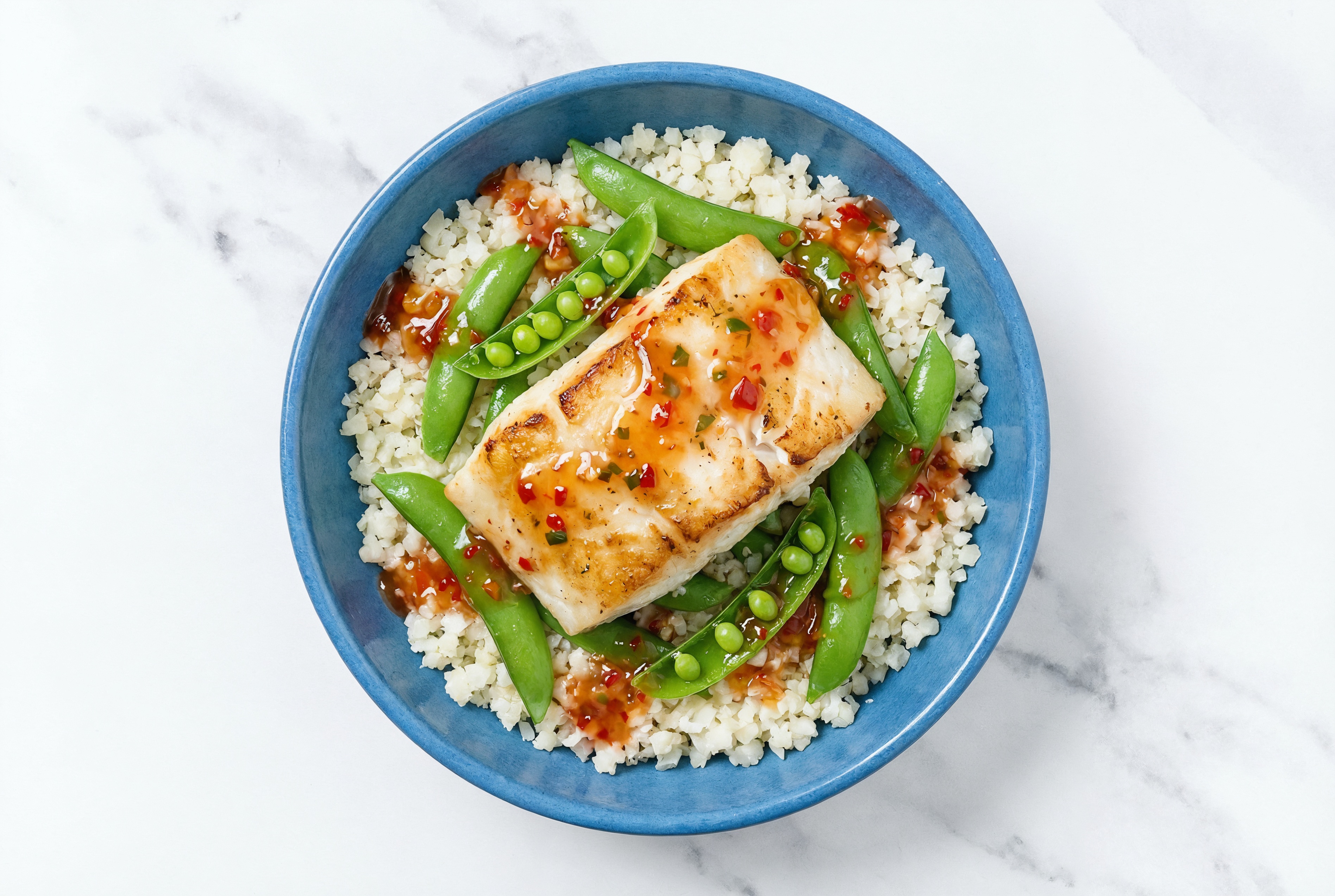 Sweet Chili Barramundi Rice Bowl with Riced Cauliflower