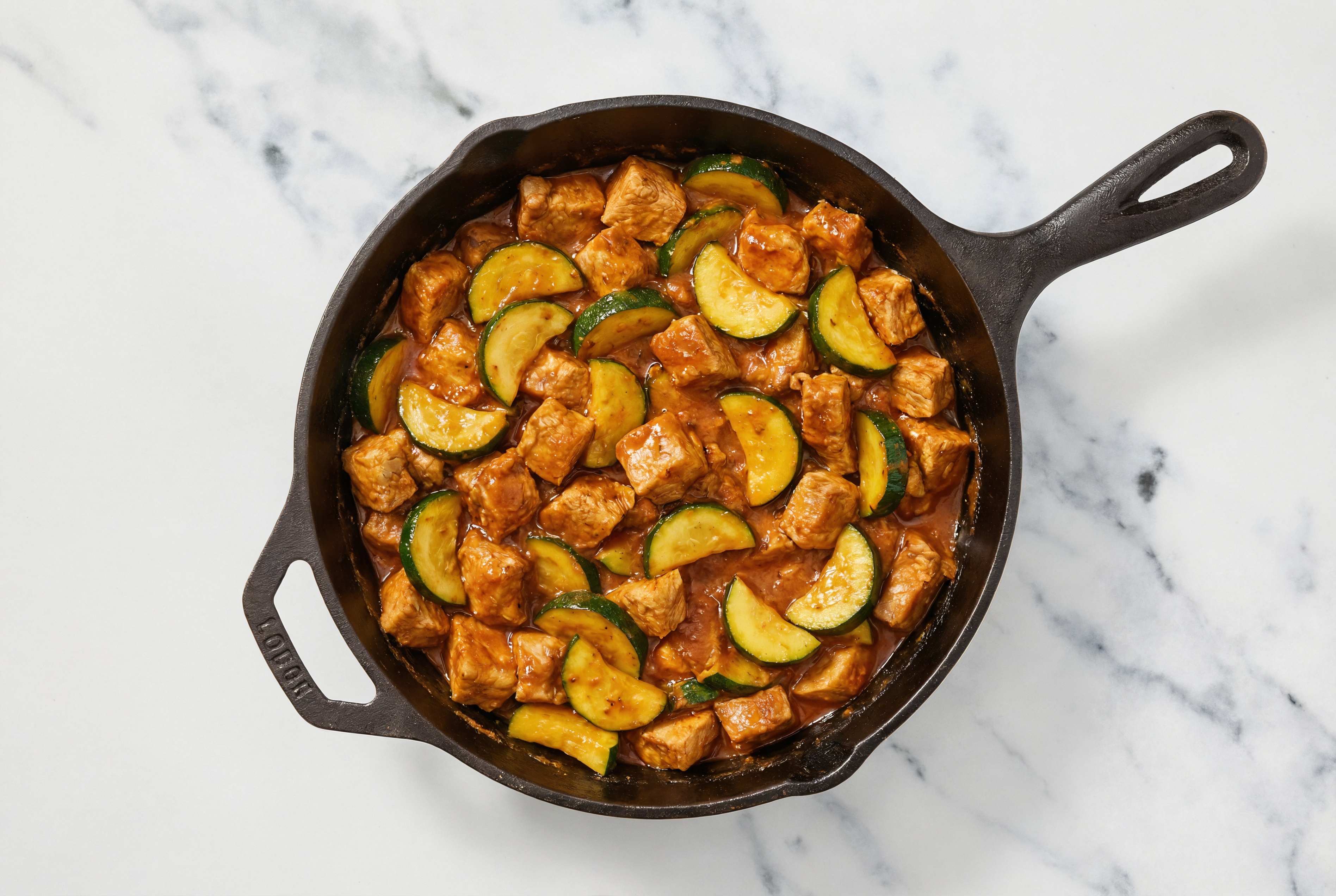 Tikka Masala Pork Chop Stir-Fry with Zucchini