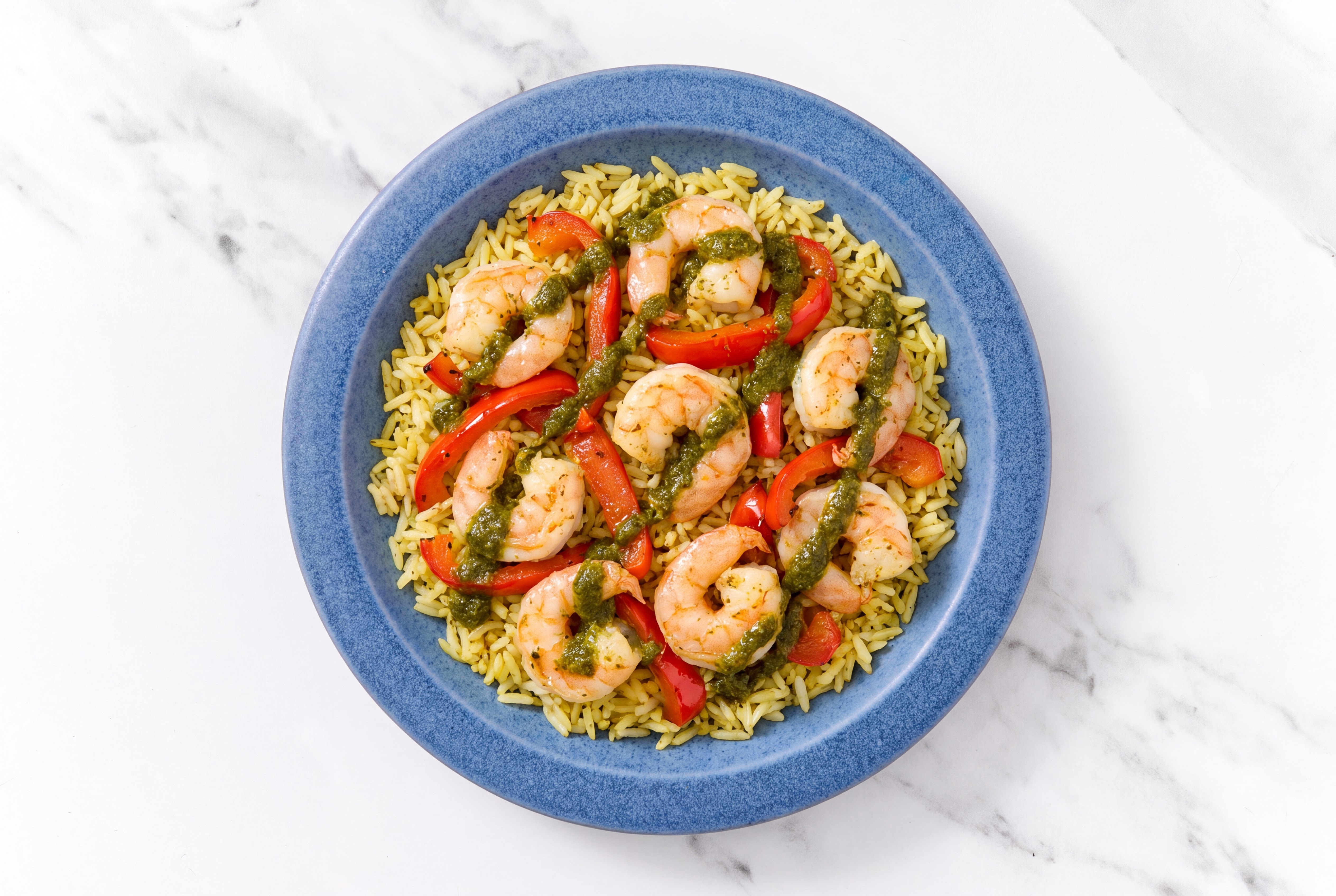 Bright Herby Jumbo Shrimp Fajita Seasoned Jasmine Rice Bowl