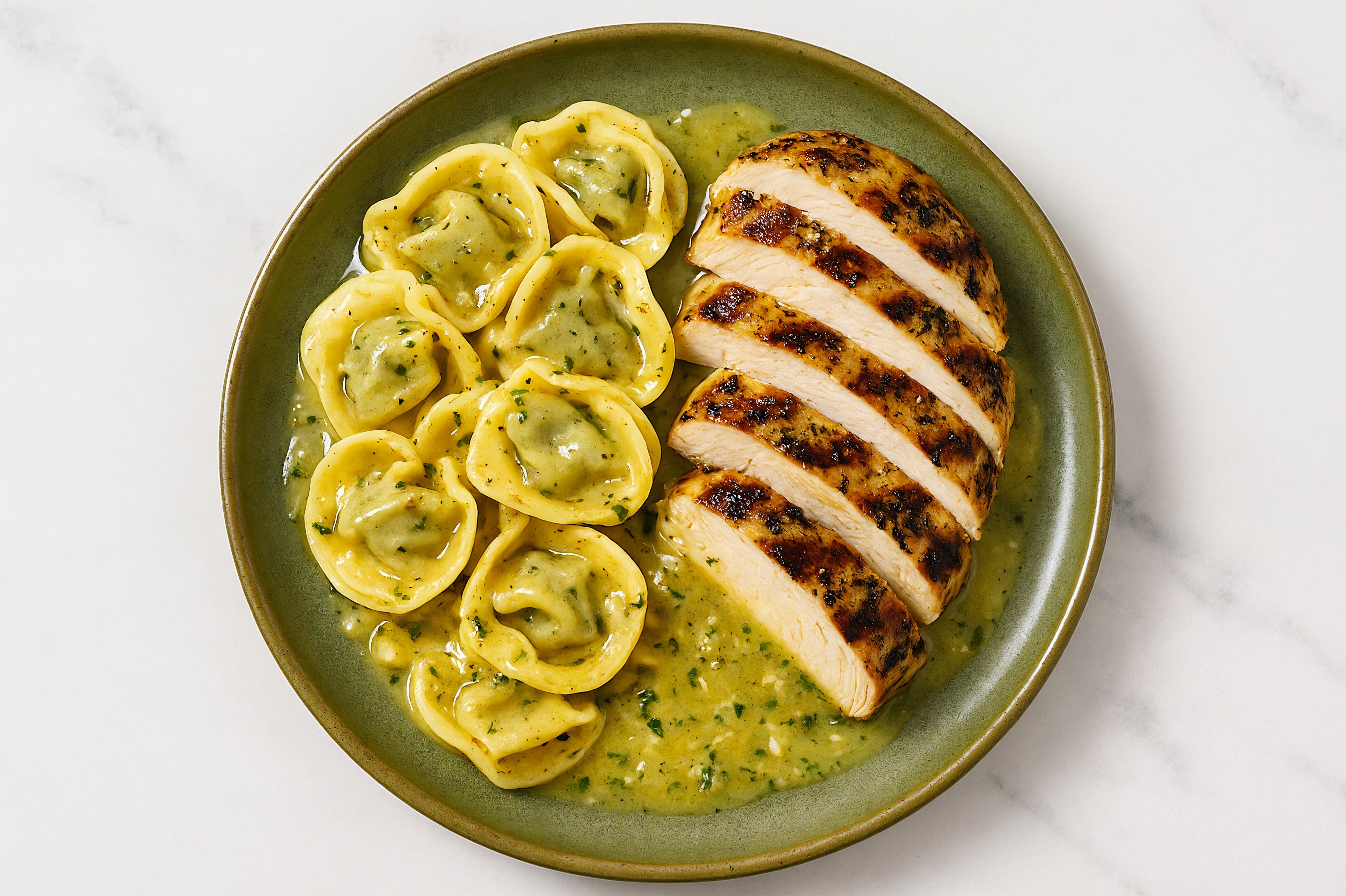 Herby Butter Garlic Chicken + Spinach Tortellini