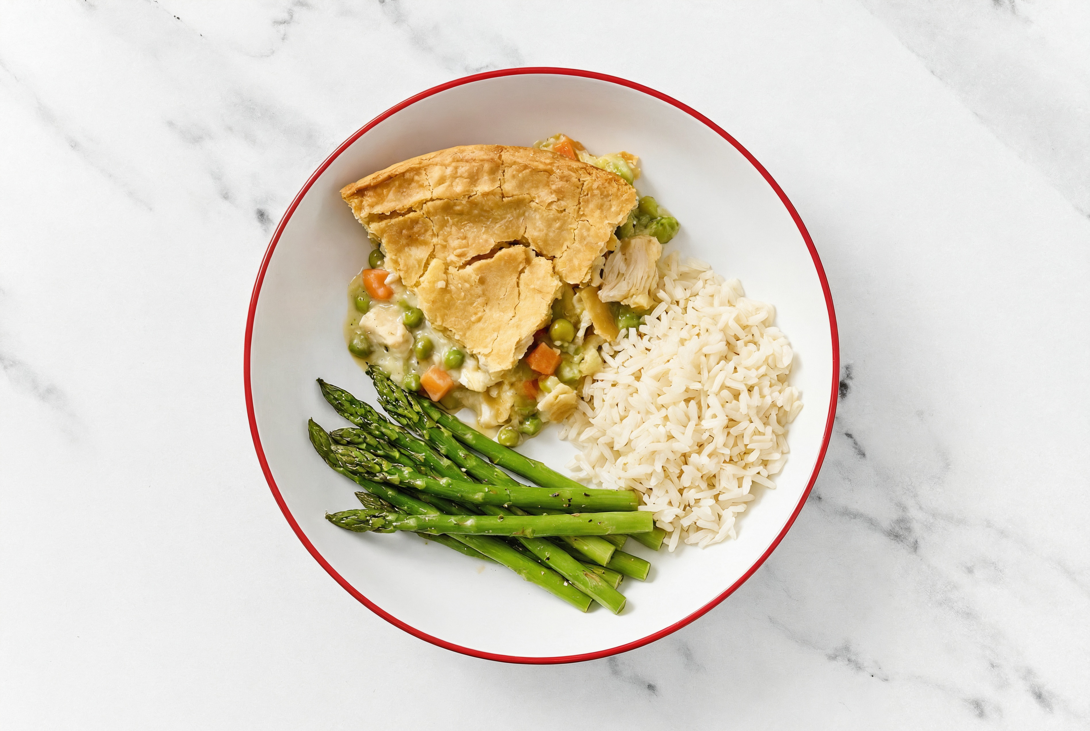 Chicken Pot Pie with Asparagus & White Rice