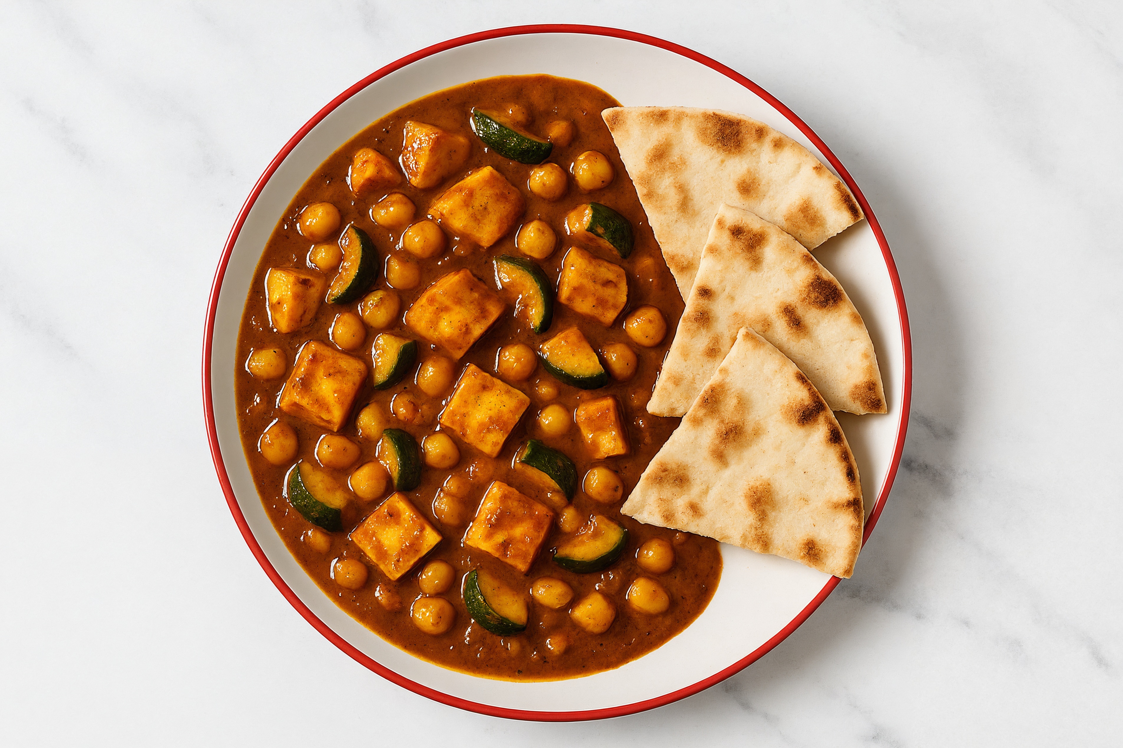 Chile Chickpea Soft & Creamy Paneer Vindaloo + Traditional Pita Wedges