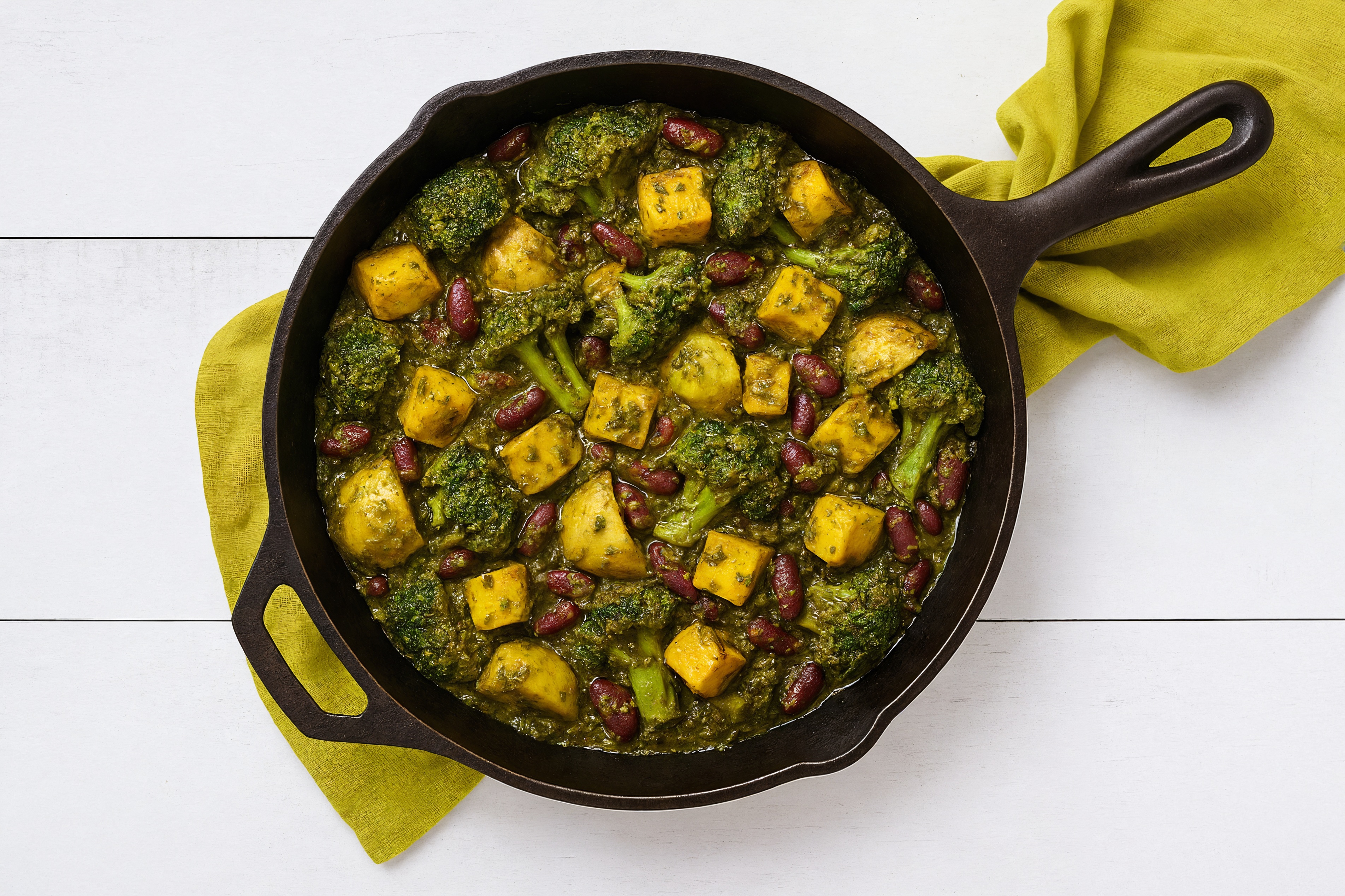 Soft & Creamy Paneer + Kidney Beans Saag with Broccoli + Poatoes