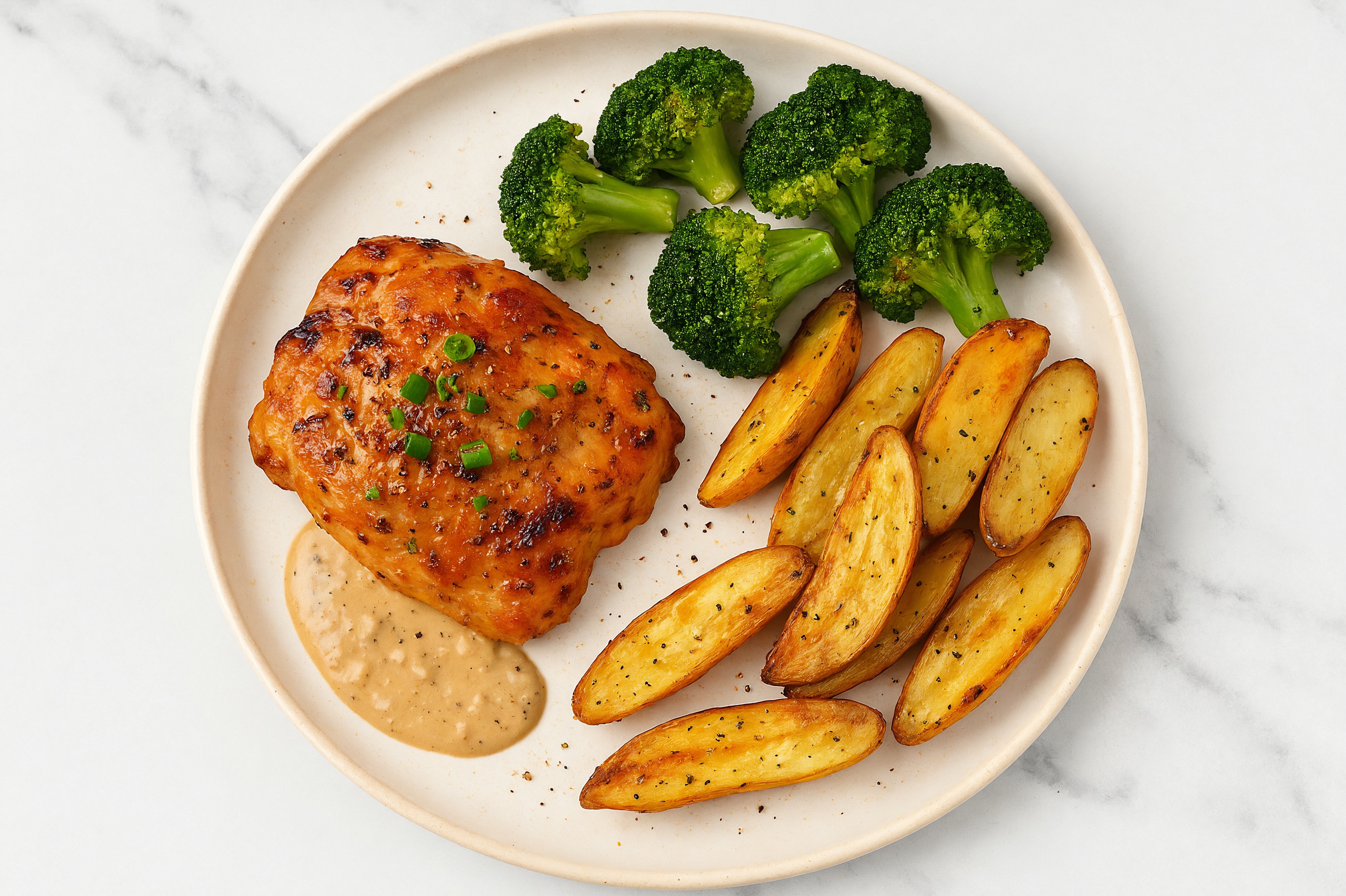 Herby Roasted French Onion Chicken + Veggies with Broccoli Florets