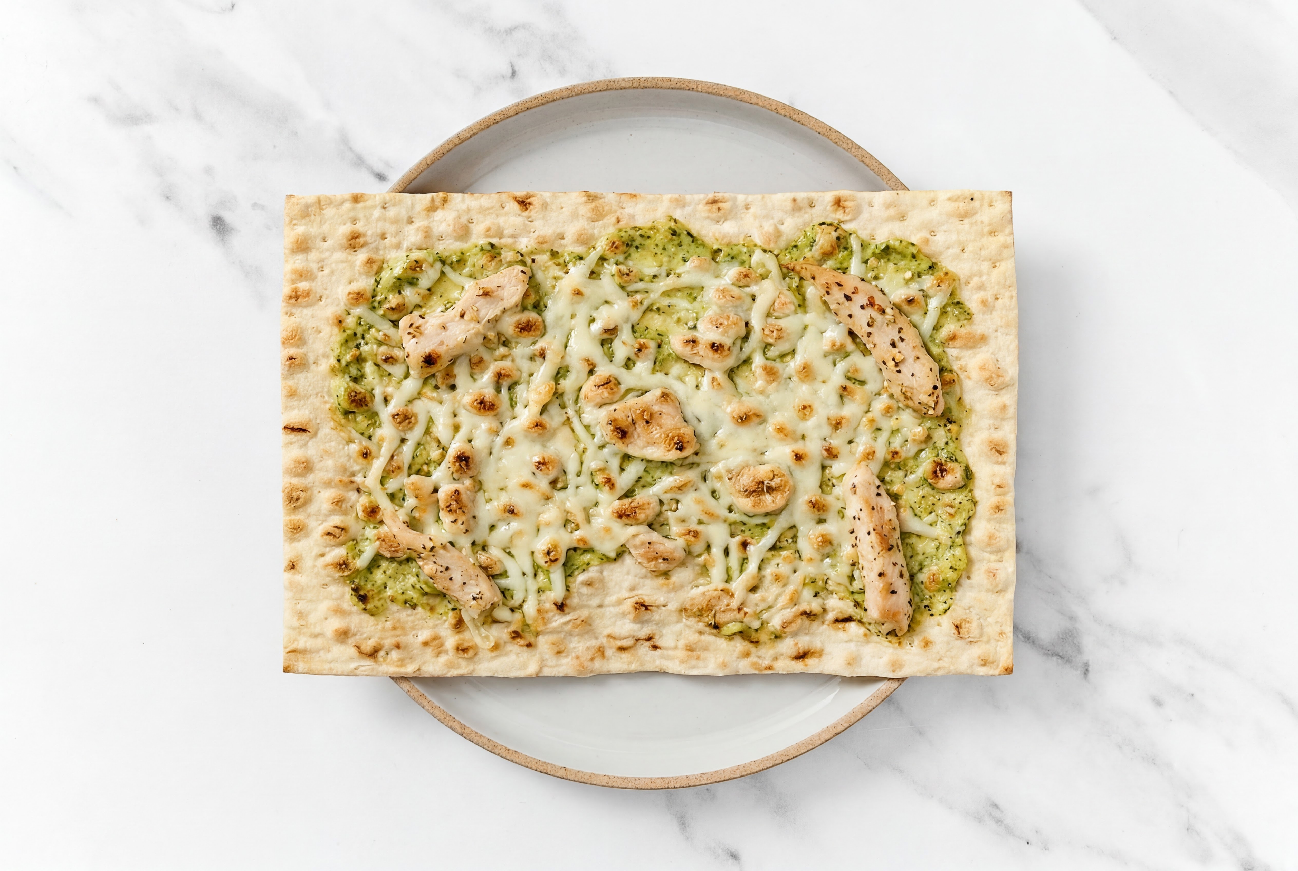 Garlicky Chicken Mozzarella Flatbread
