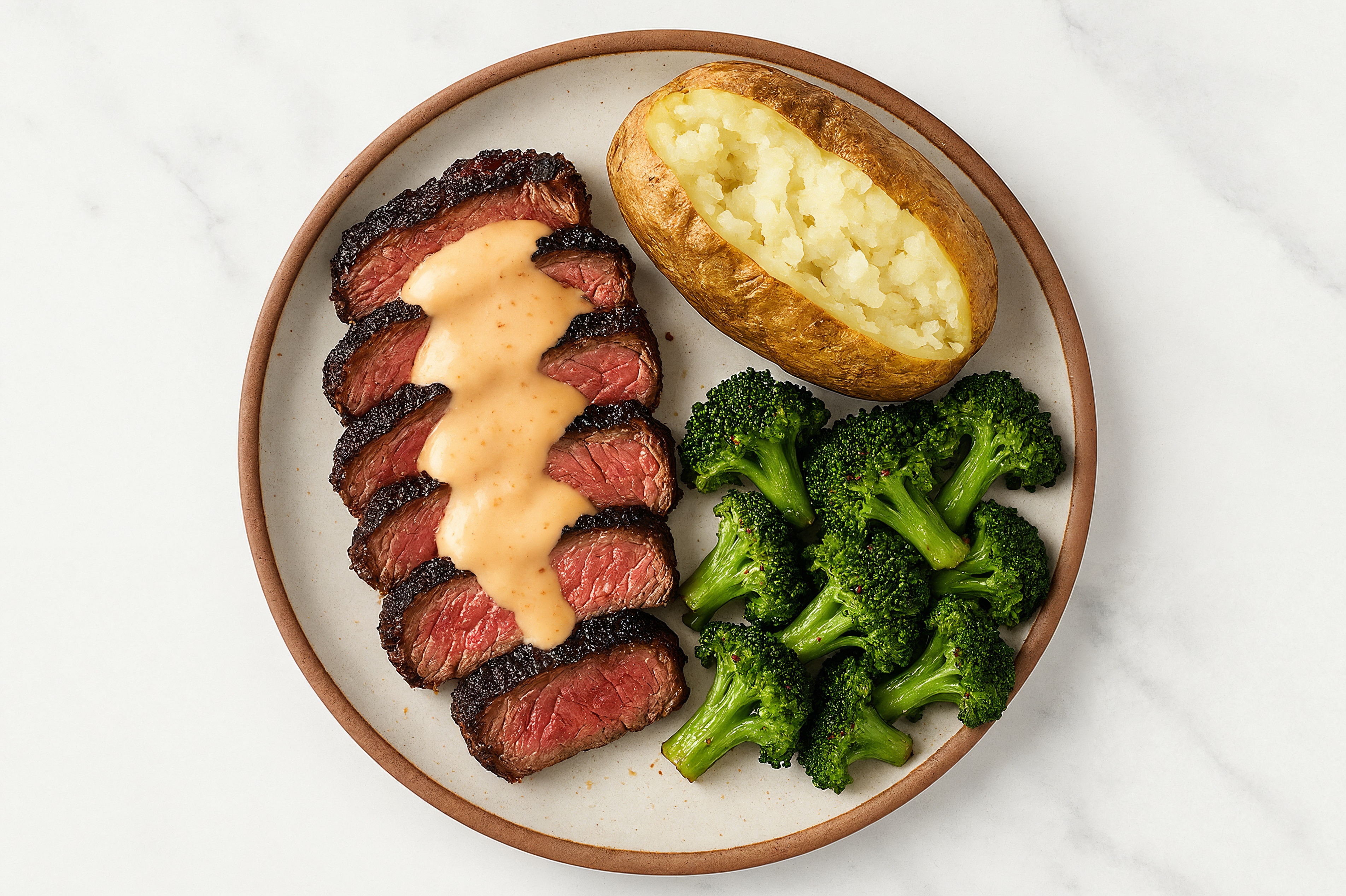 New York Wagyu Strip with Awesome Sauce + Broccoli