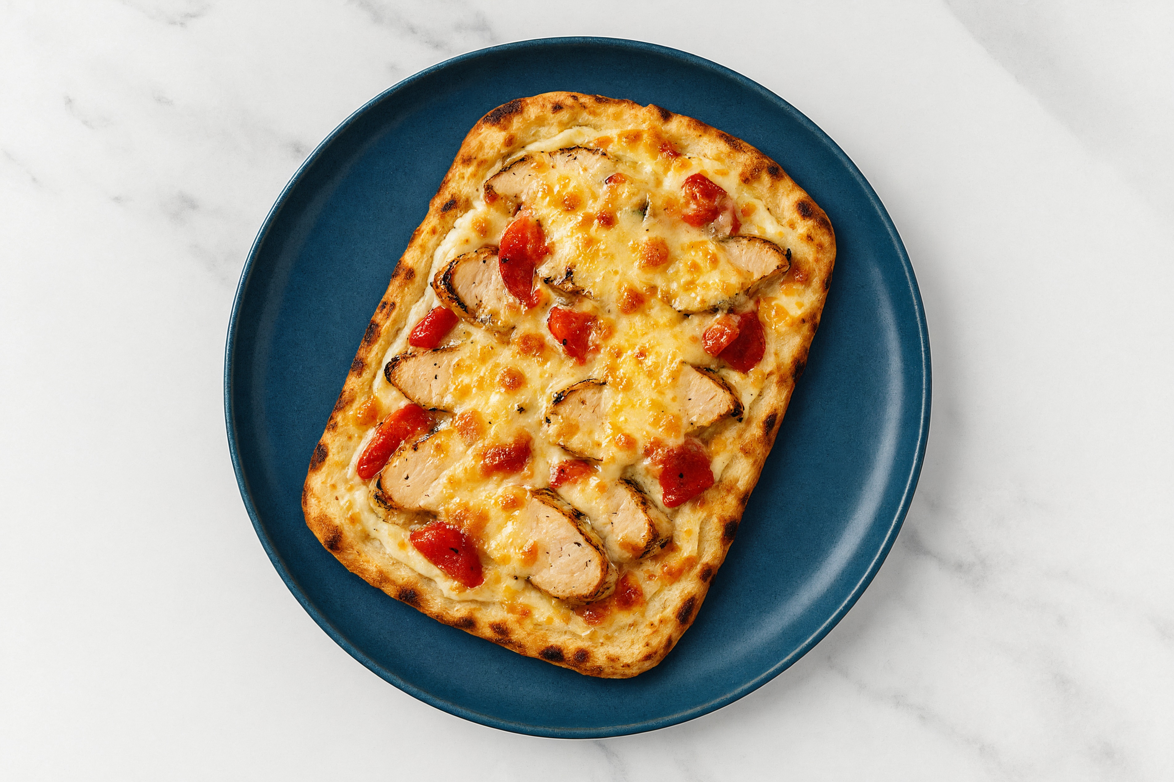 Cheesy Pork + Roasted Bell Pepper Pizza