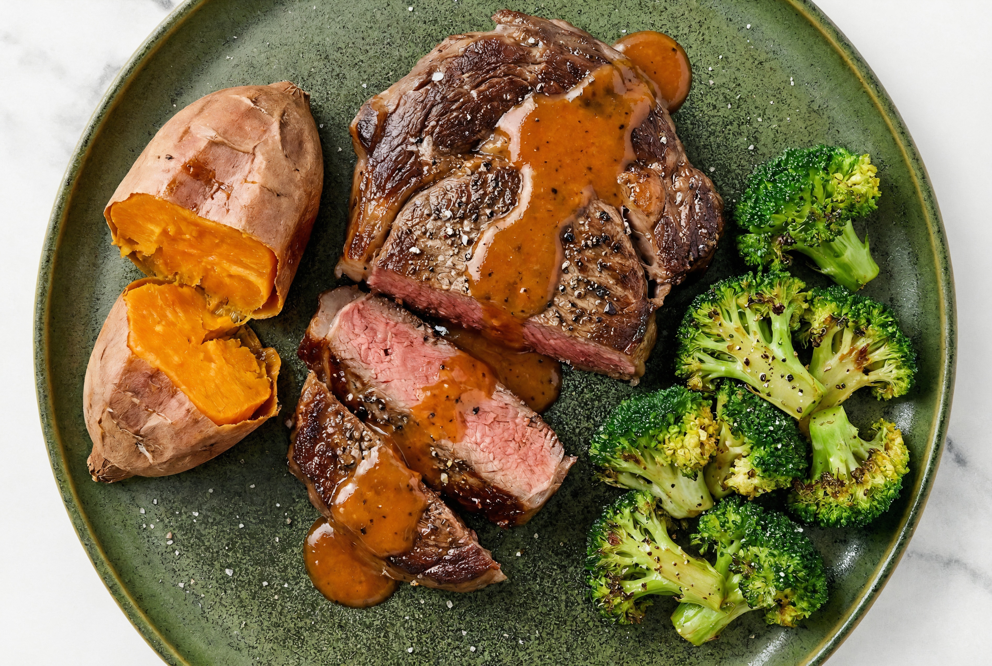 Sweet Hickory Beef Ribeye Steak + Sweet Potato